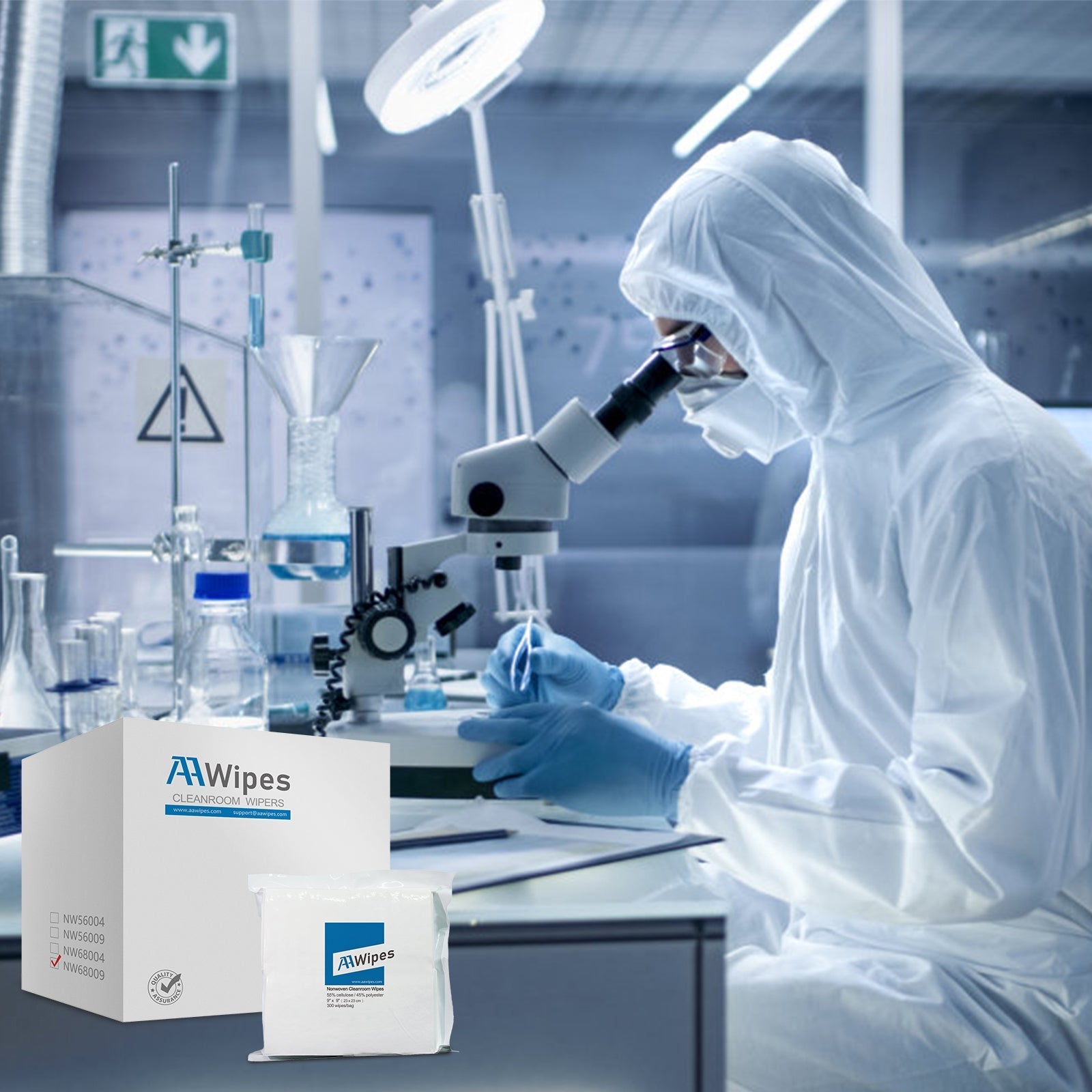 Sterile microfiber cleanroom wipes (9"x9") for food and beverage production — EO or Gamma-ray sterilized for ISO-class environments. Low-lint, ultra-soft, and ideal for sensitive equipment cleaning in industrial facilities.