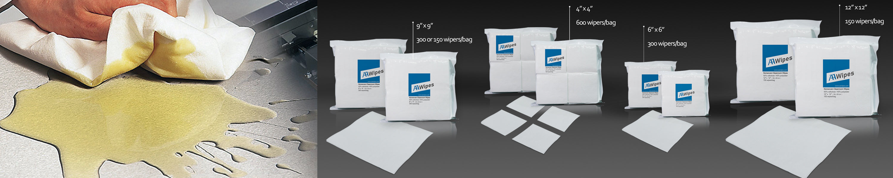 Case-packed nonwoven cellulose wipes stacked for cleanroom use