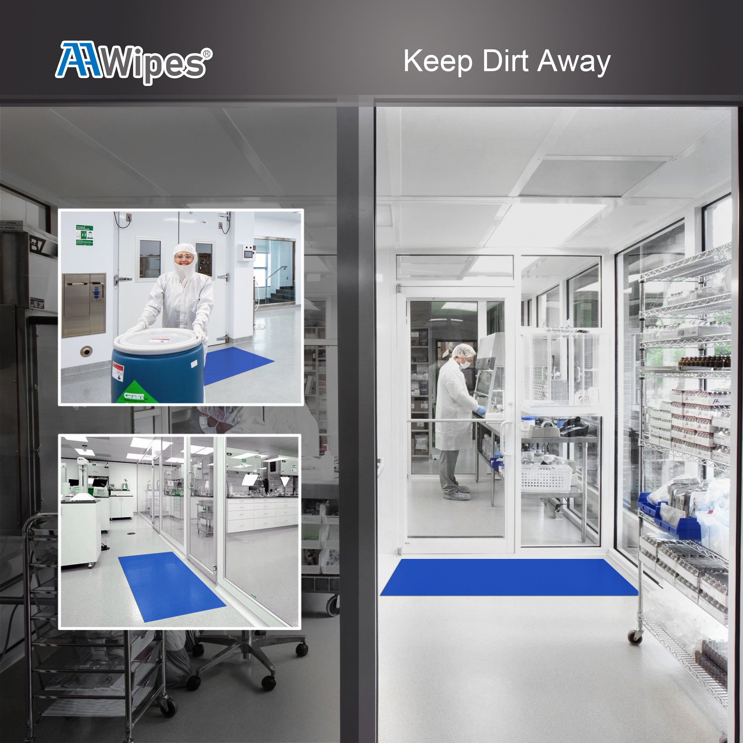 Tacky Matting for Clean Environments Sticky Mats 18"X24" Blue for Microelectronics, Aerospace, Pharmaceuticals,Food Processing, Hospital, Lab, Health Care, Manufacturing, Semiconductor(6,000 Sheets/200 Mats/20 Boxs/Case) (No. IPSM-1824-300-B)