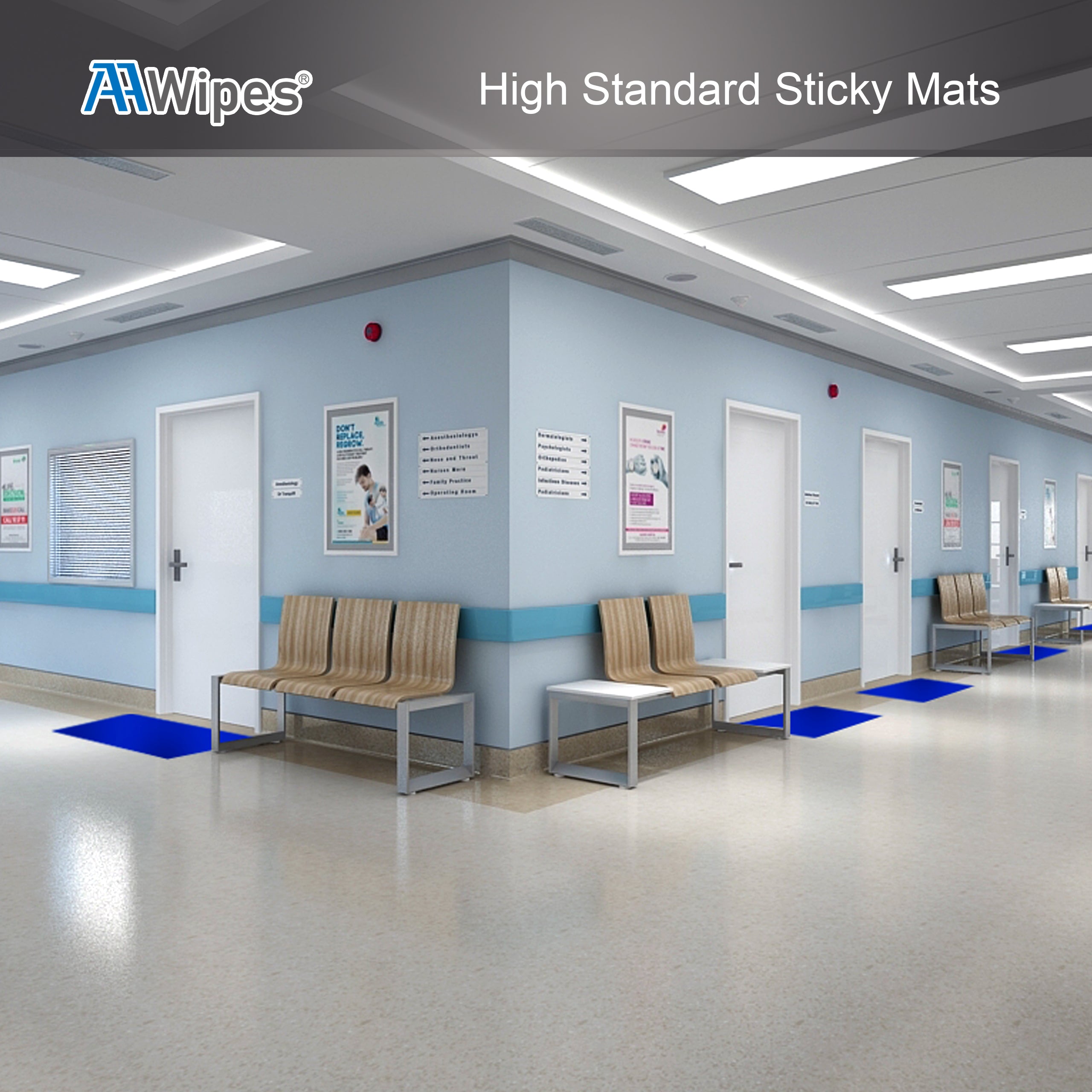 Tacky Matting for Clean Environments Sticky Mats 18"X24" Blue for Microelectronics, Aerospace, Pharmaceuticals,Food Processing, Hospital, Lab, Health Care, Manufacturing, Semiconductor(6,000 Sheets/200 Mats/20 Boxs/Case) (No. IPSM-1824-300-B)
