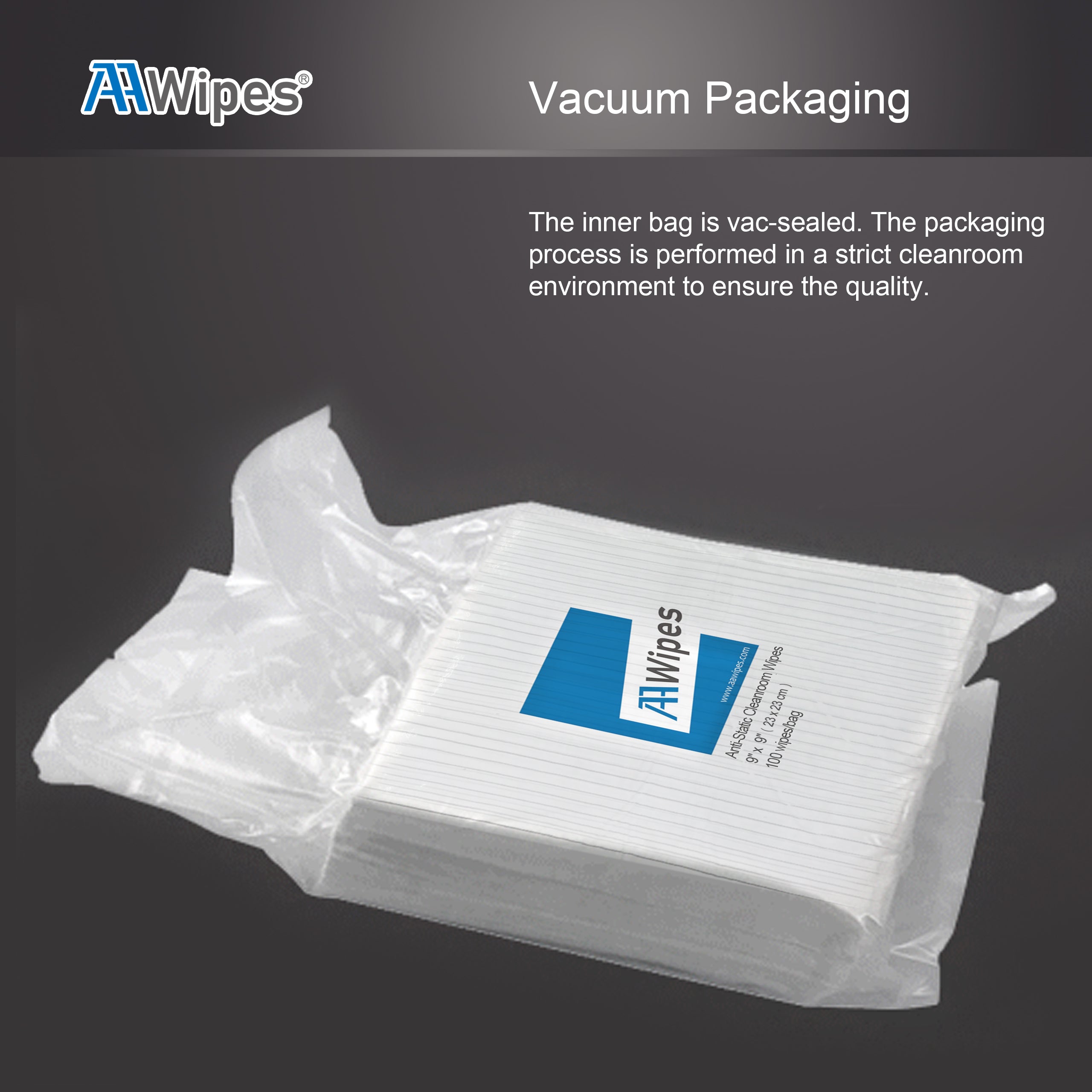 Cleanroom ESD Wipes 6"x6" Polyester ESD-Safer Cleanroom Wipers Class 100 ISO 5. (No. CE16006, 2000 Wipes / 20 Bags/Case)
