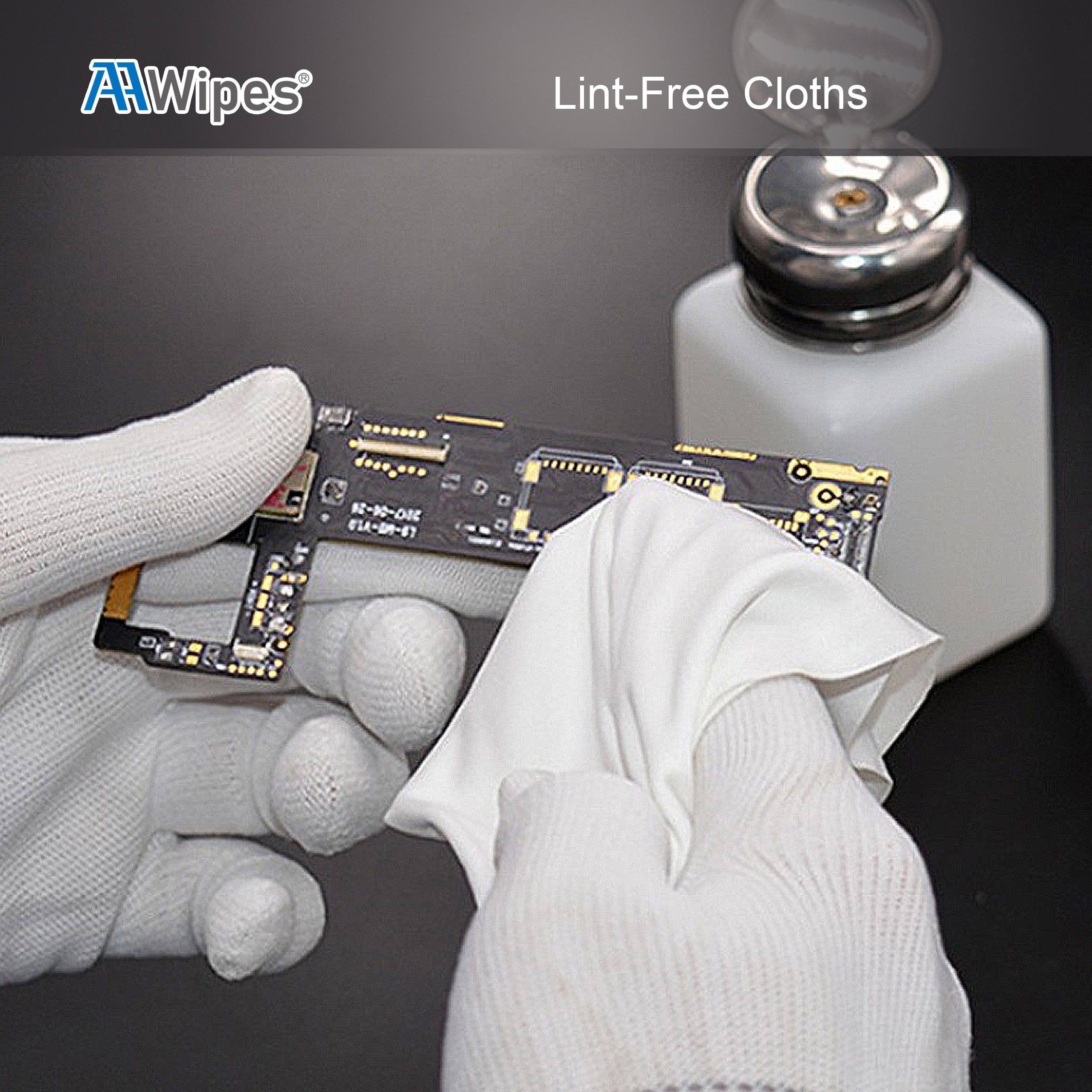AAwipes lint-free cleanroom wipes Suitable for removing excess solder paste in SMT electronics factories, cleaning various electronic, mechanical, electrical, <span data-mce-fragment="1">optical, Biotech, Pharmaceutical and precision instruments, and sensitive components such as printing machines, lenses, microelectronics, Critical environment </span><span data-mce-fragment="1">and workstation surfaces