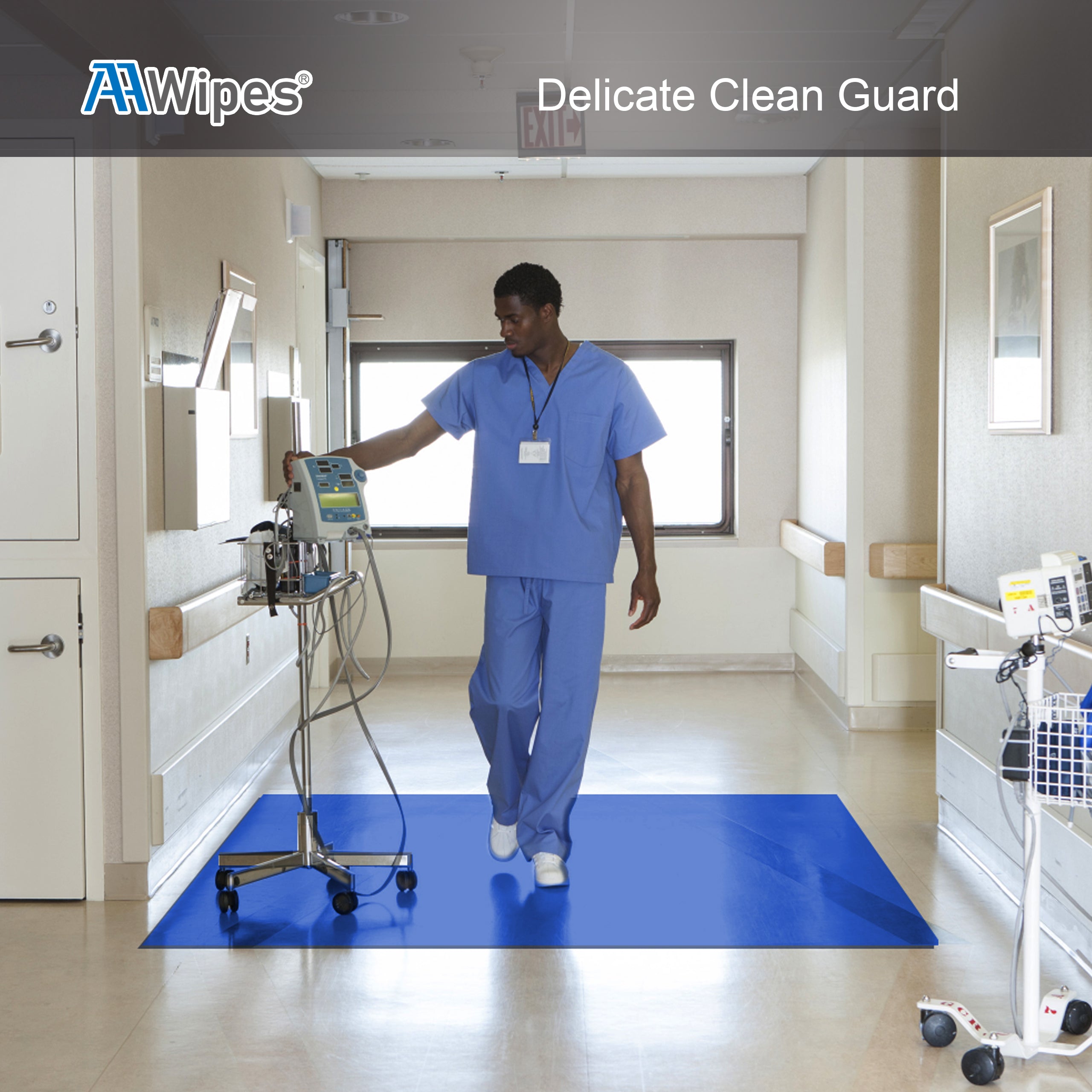 Cleanroom Sticky Floor Mats 18"X36" Blue for Pharmaceuticals,Food Processing, Hospital, Lab, Biotechnology, Automotive, Construction, Health Care, Manufacturing, Semiconductor  (6,000 Sheets/200 Mats/20 Boxs/Case) (No. IPSM-1836-300-B)
