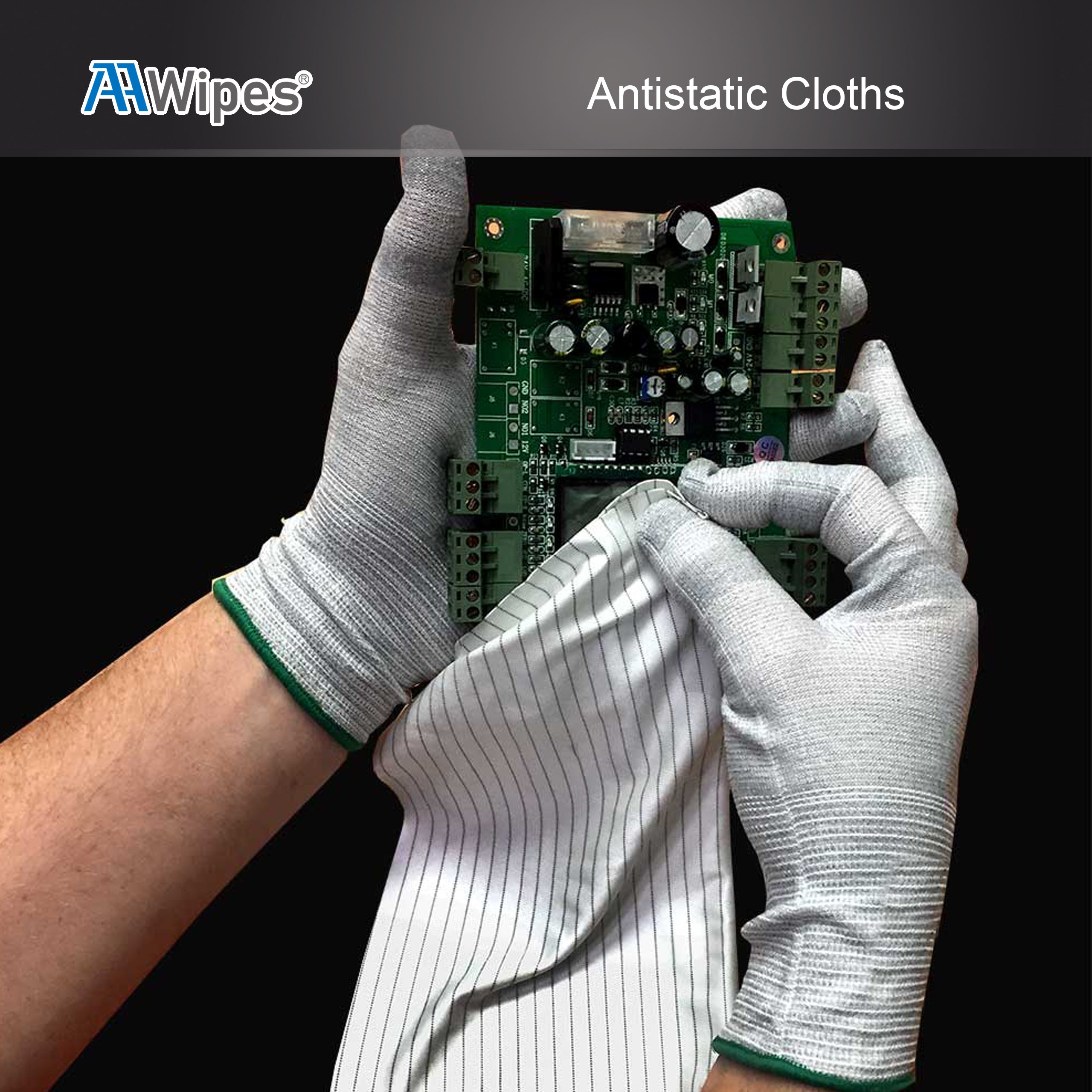 Anti-Static Electrostatic Discharge (ESD) Wipes (6"x6",100pcs, Polyester Wiper Cloths with Conductive Yarn) ESD-Safer Cleanroom Wipers Lint Free Class 100 ISO 5. 4,000 Wipes/Box, 40 Bags (No. CE16006).