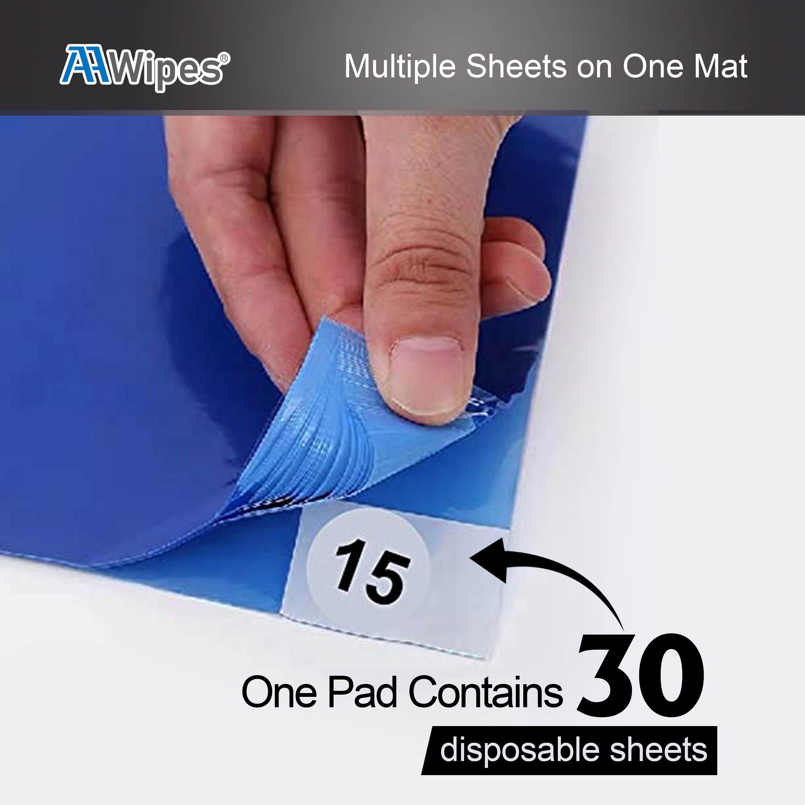 Cleanroom Sticky Floor Mats 18"X36" Blue for Pharmaceuticals,Food Processing, Hospital, Lab, Biotechnology, Automotive, Construction, Health Care, Manufacturing, Semiconductor  (6,000 Sheets/200 Mats/20 Boxs/Case) (No. IPSM-1836-300-B)