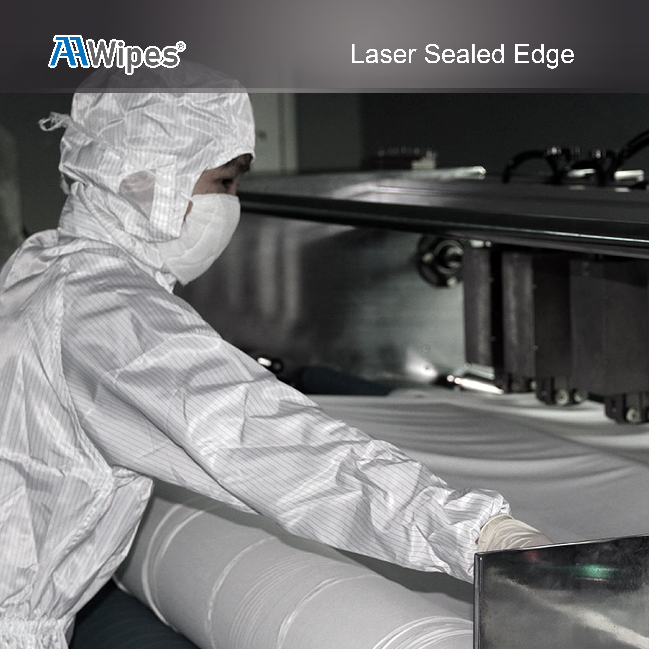 These AAwipes are high-strength polyester microfiber cleanroom cloths, laser cut with ultrasonically sealed edges, produced in a class 10-100 cleanroom, laundered in ultra-pure water, and hermetically sealed. The cloths are soft, non-abrasive, fast-drying, and have a high-density weave that significantly increases absorption. They are also lint-free and highly resistant to wear and tear.