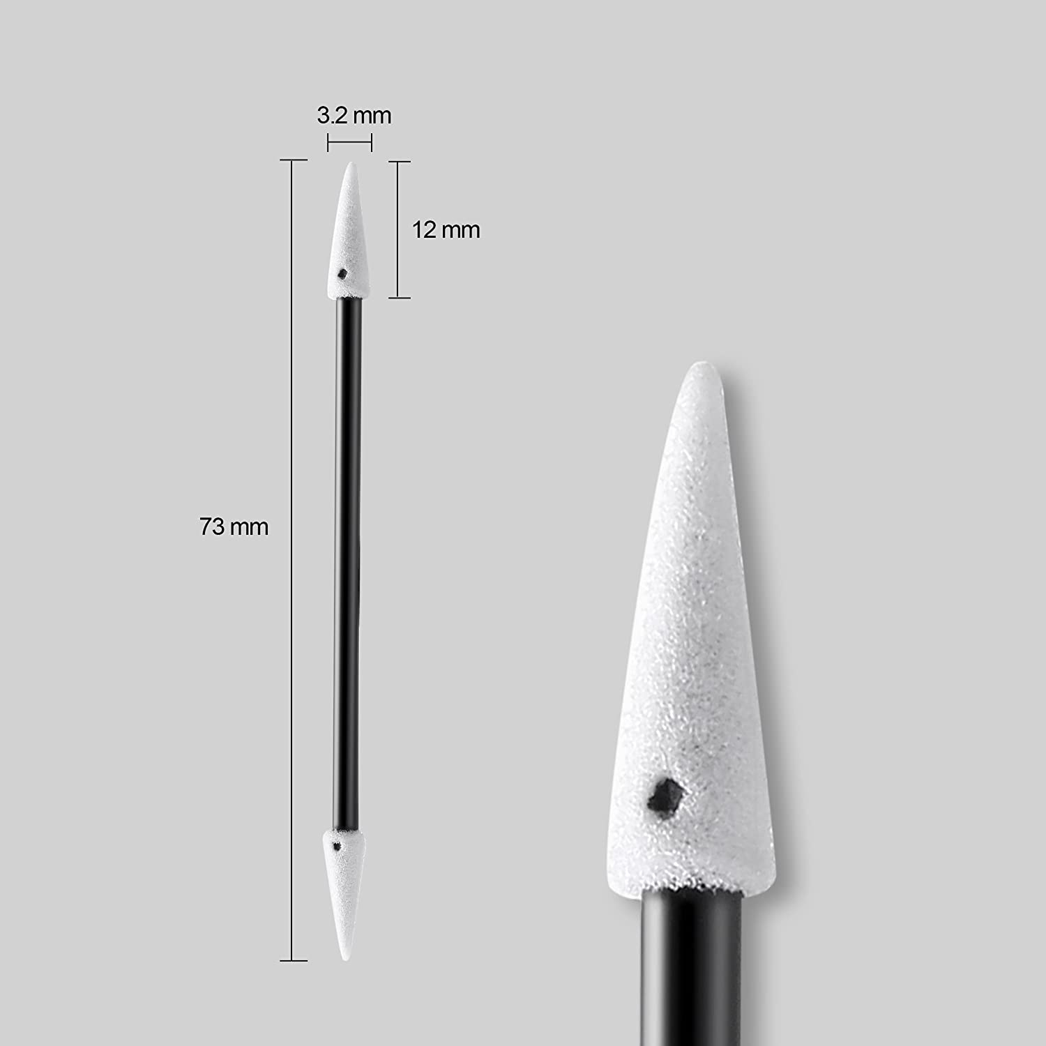 Cleanroom Swabs Double-Tipped 2.9",Foam Tips Sticks, Head/ Length=3.2 mm/73 mm (No. D7230, 1,000pcs Black and Blue)