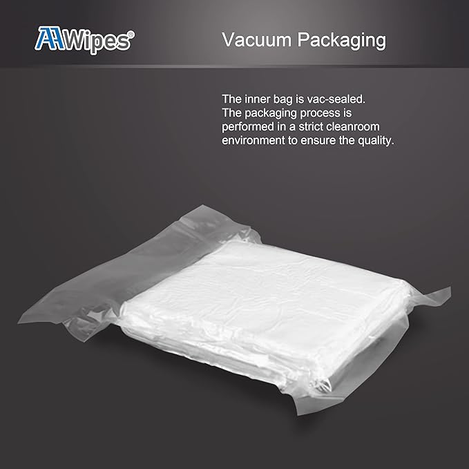 Cleanroom Wipes 6"x6" Double Knit Low-Linting 100% Polyester Wipers Cloths with Ultra-fine Filaments, Laser Sealed Edge, Class 100 Cloths, Ultra-Soft Wipes for delicate tasks. 15,000 wipes/case, 100 bags (No. CP14006-100).