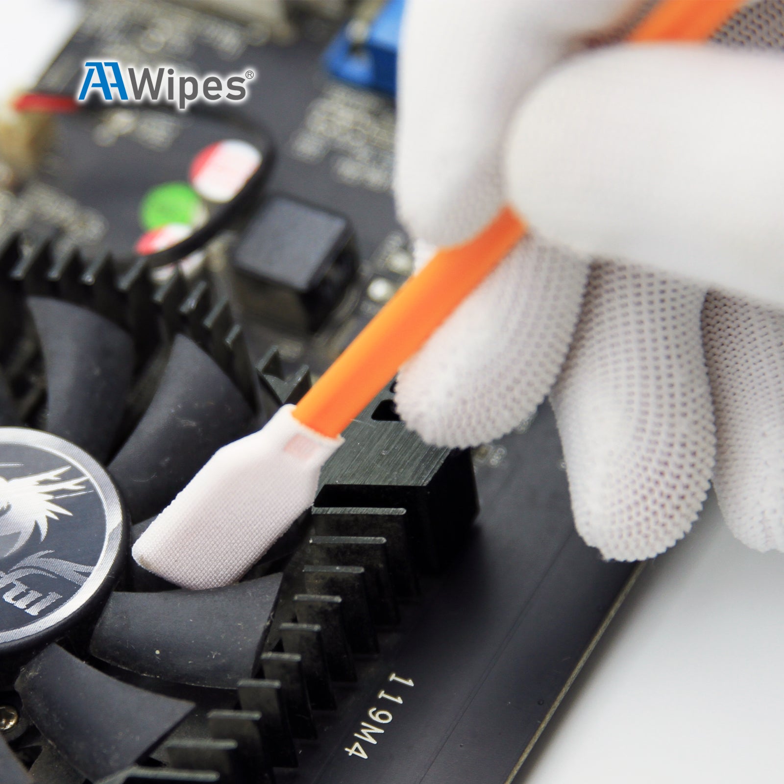 4.92" Polyester Swabs Large Flat Square Polyester Length/Head Width=125 mm/13.5mm (No. A5125A, 1,000 pcs, Orange/Black)