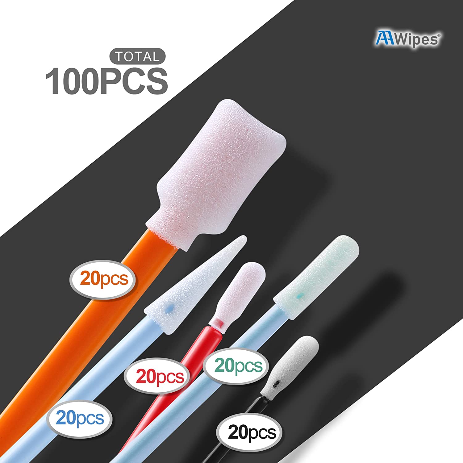 Cleanroom Swab Kit | Mixed Foam Tips, 5 Types, 1,000 pcs, Assorted Colors | Cat. # FC502