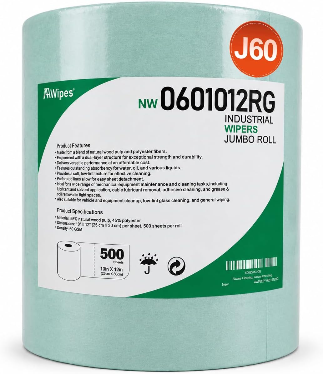 Cleanroom Wipe Roll (500 Sheets, 10"x12") – Heavy-Duty Blue Cellulose-Polyester Blend, Low-Lint & Highly Absorbent for Industrial, Lab & Cleanroom Bulk Supply