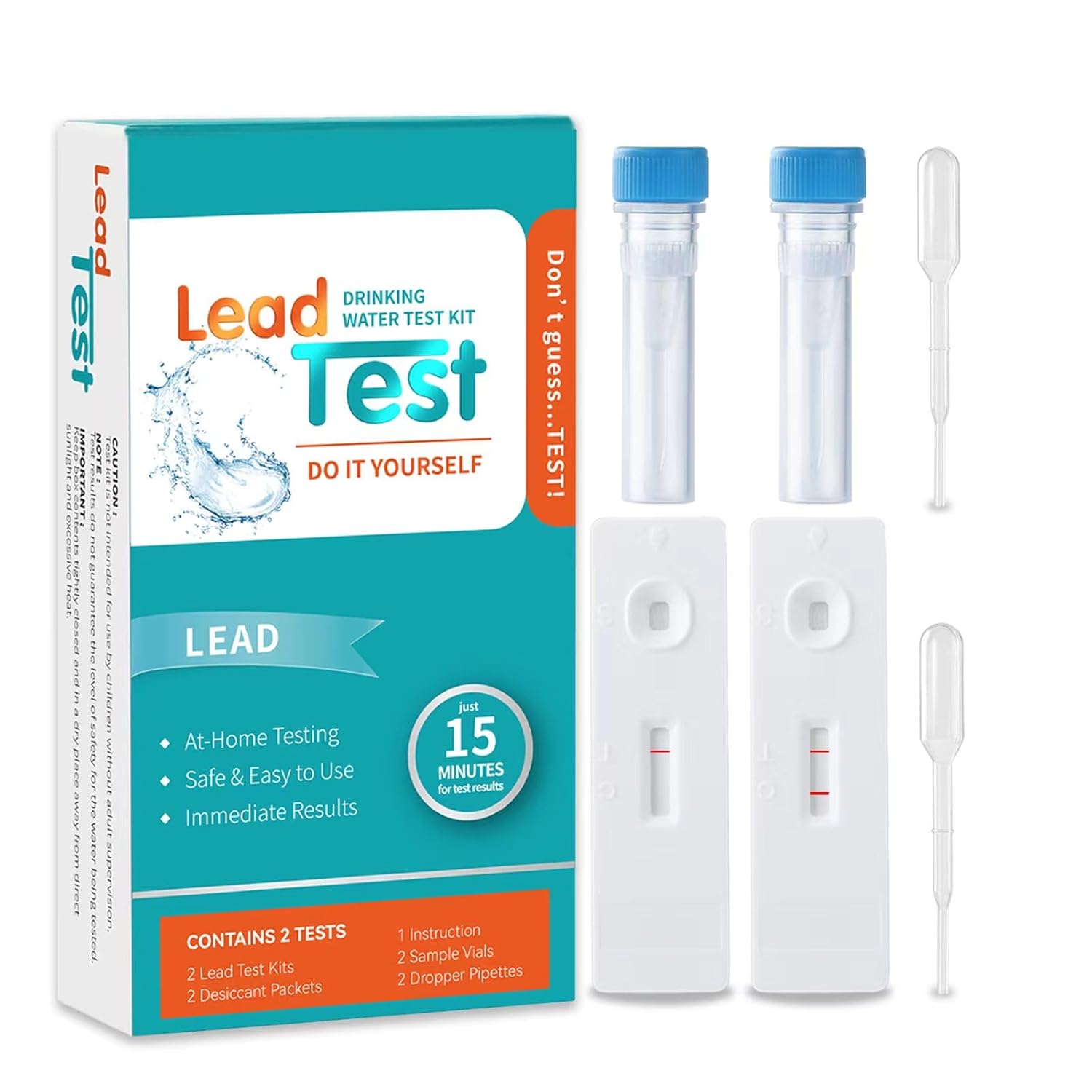 AAWipes Lead Water Testing Kit (20-Pack) – Rapid 15 Minutes Results Home Lead Tester for City Water & Well & Drinking Water | Convenient DIY Testing, Quick Results (K04-20)