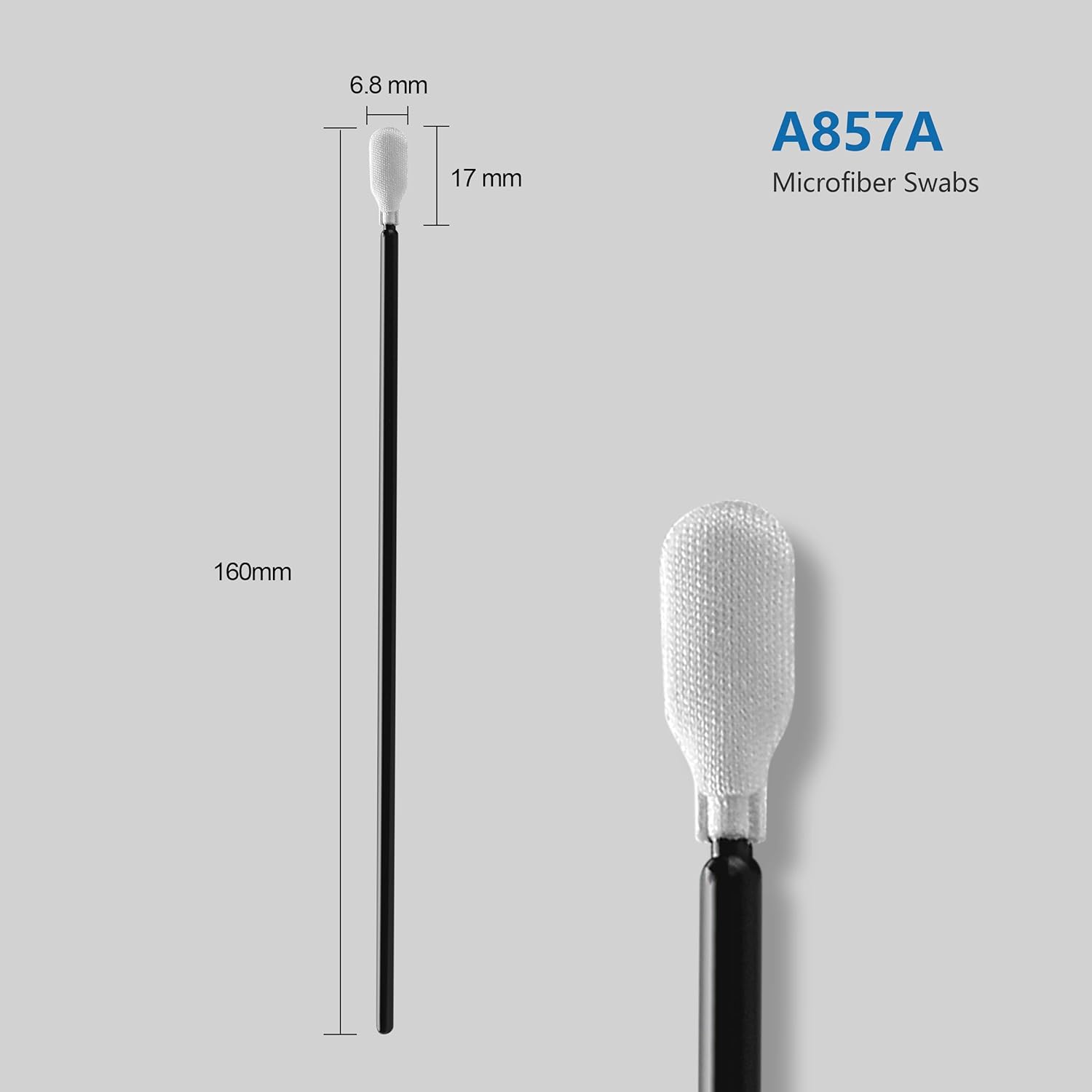 6.3" Polyester Swabs Lint Free Long Sticks, Length/Swab Head Width=160 mm/6.8 mm (A5157A, 1,000 pcs, Orange)