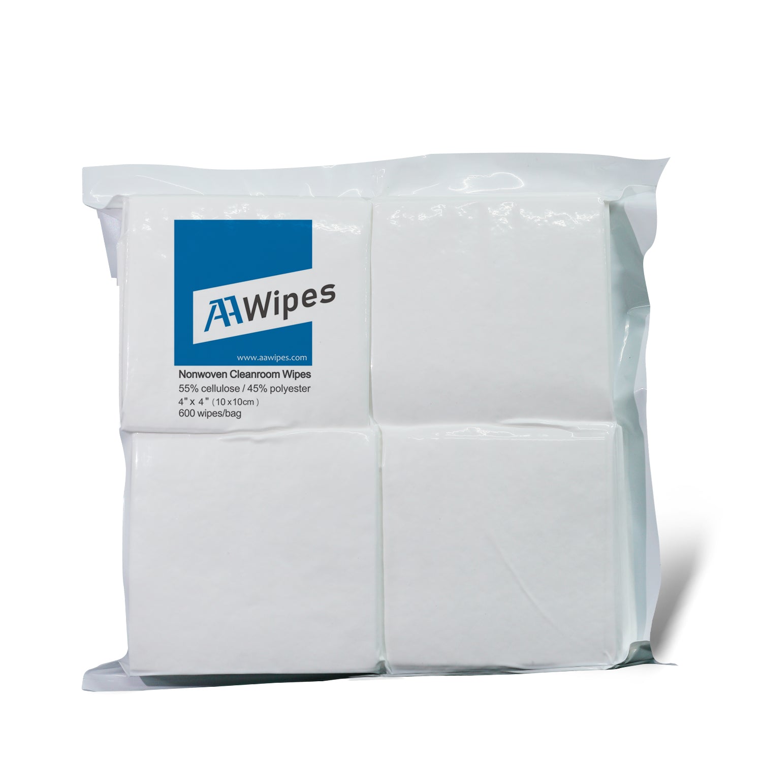 Lab Cleanroom Wipers Nonwoven Wipes 4"x4" Cellulose/Polyester Wiping Cloth for Electronics, Automotive, Printing and Semiconductor Industries. 16,800 wipes/box in 28 bags (No. NW06804).