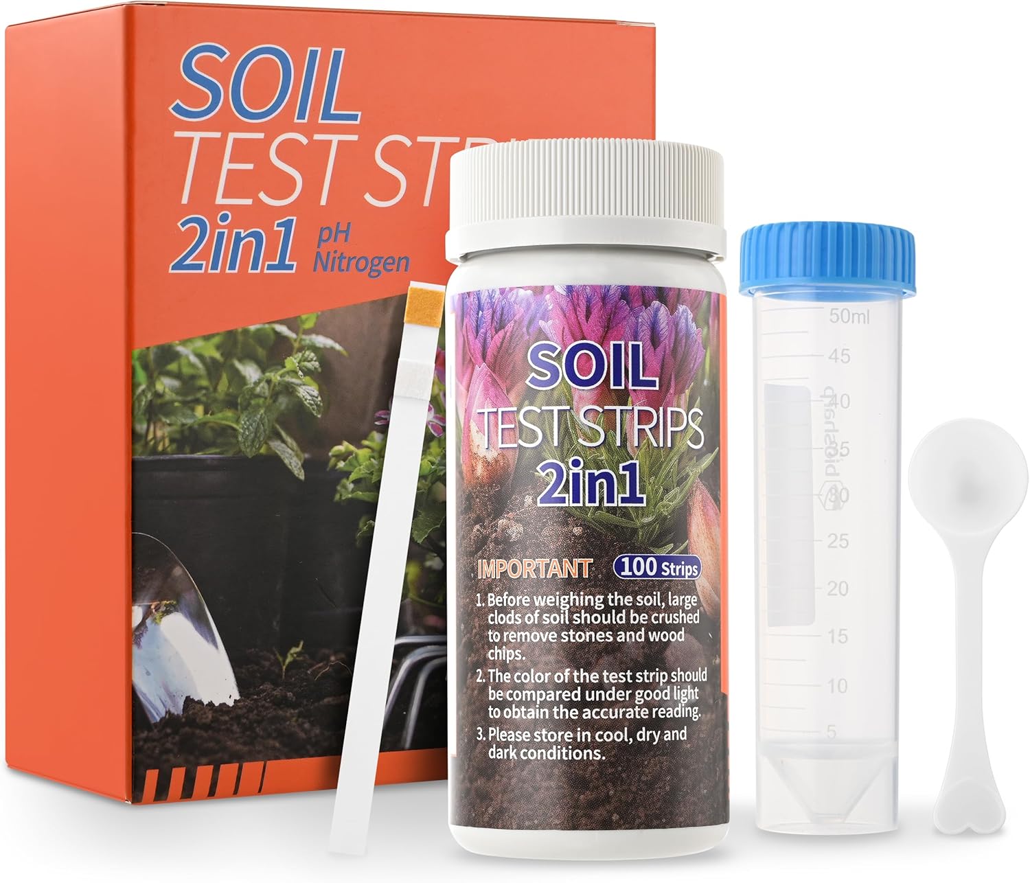 AAwipes 2-in-1 Soil Test Kit - 100 Strips For PH & Nitrogen Testing In Gardens