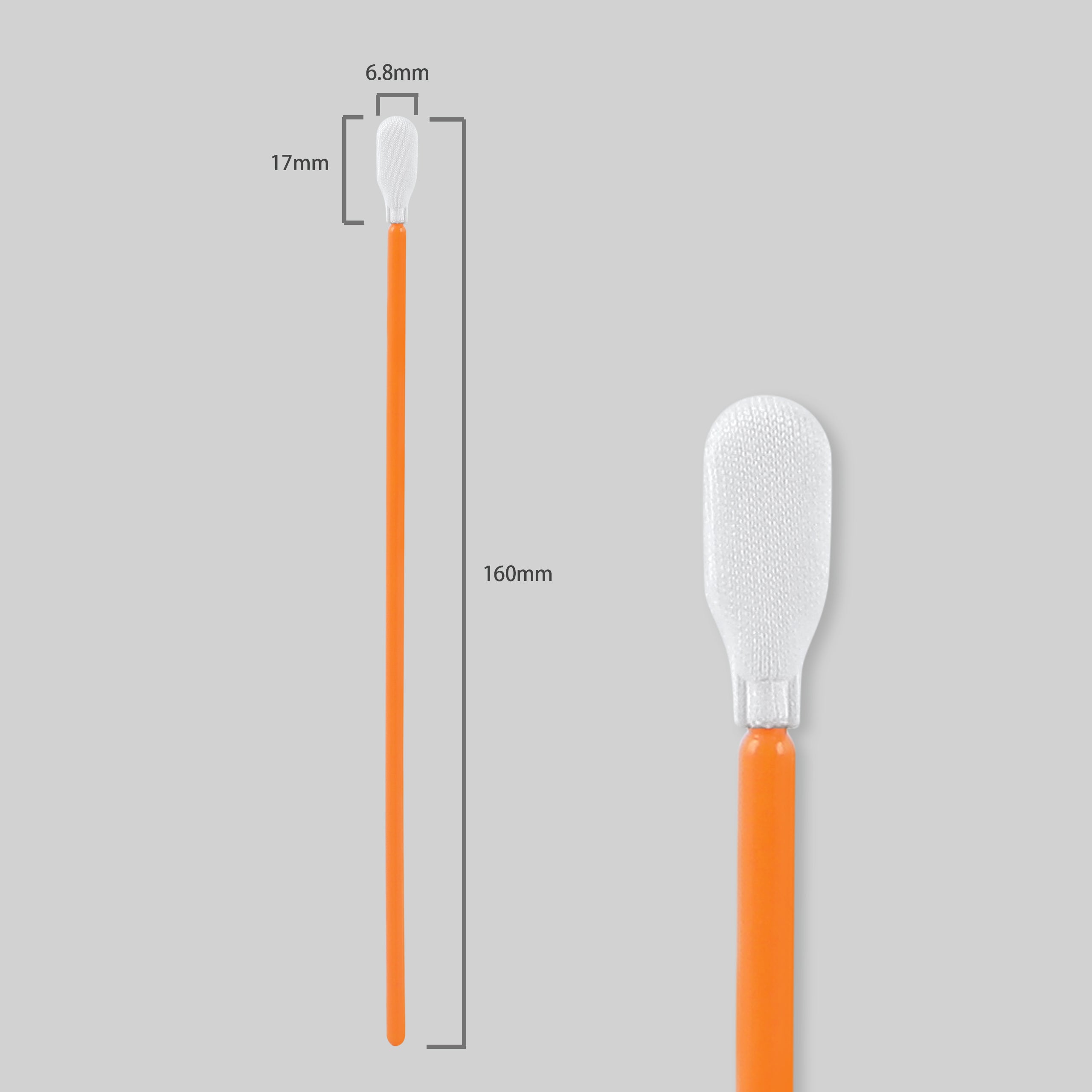 6.3" Polyester Swabs (1,000 pcs, Orange, Length/Swab Head Width=160 mm/6.5 mm) Long Sticks (A5157A)