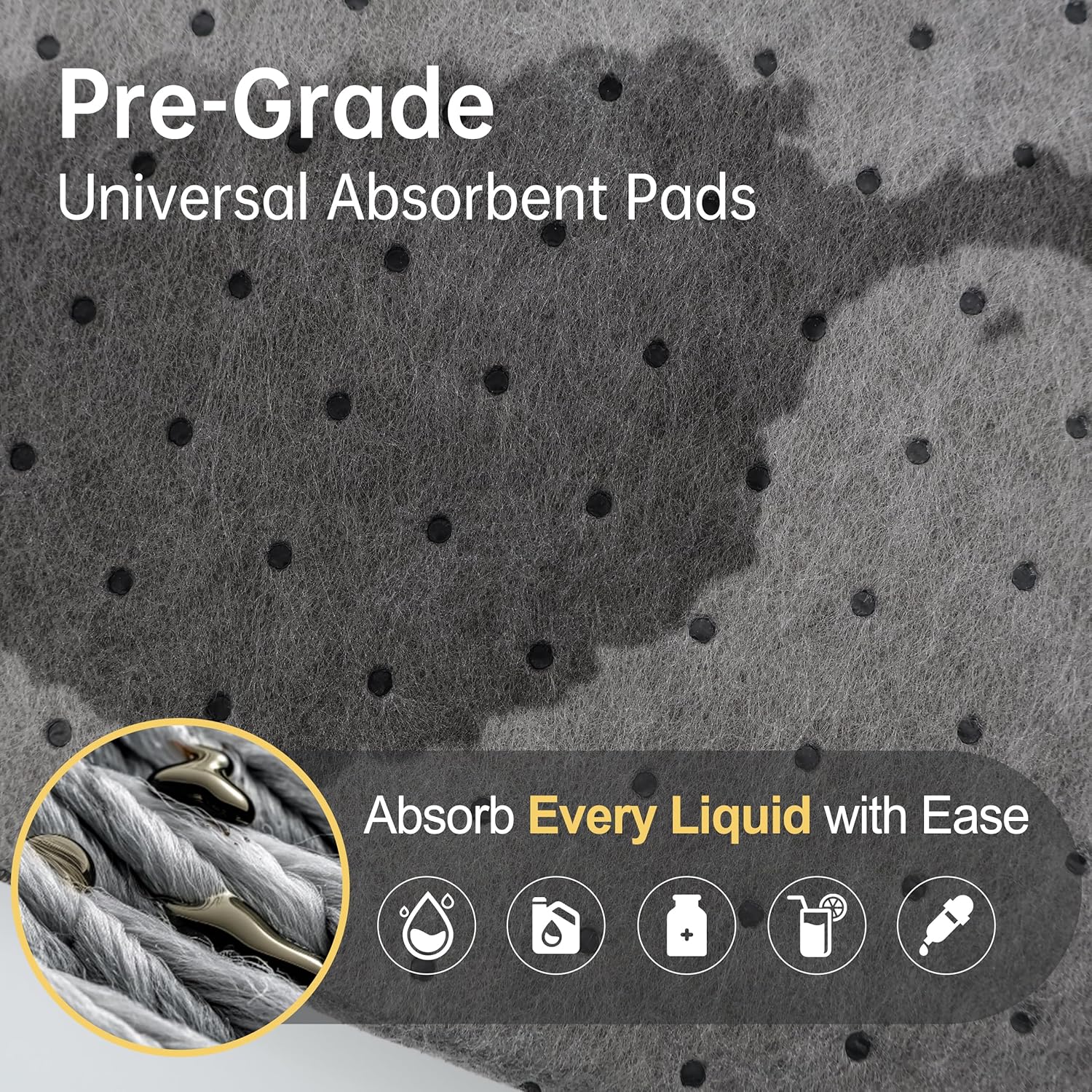 AAwipes Oil Absorbent Pads Mat Pre-Grade Universal Pads Absorbs All Liquids 3MM Thicker More Absorption for Garage, Car, Truck, Motorcycle - Grey 15" X 18" OG1518-48S(Starting from 48 sheets/8 boxes/case)