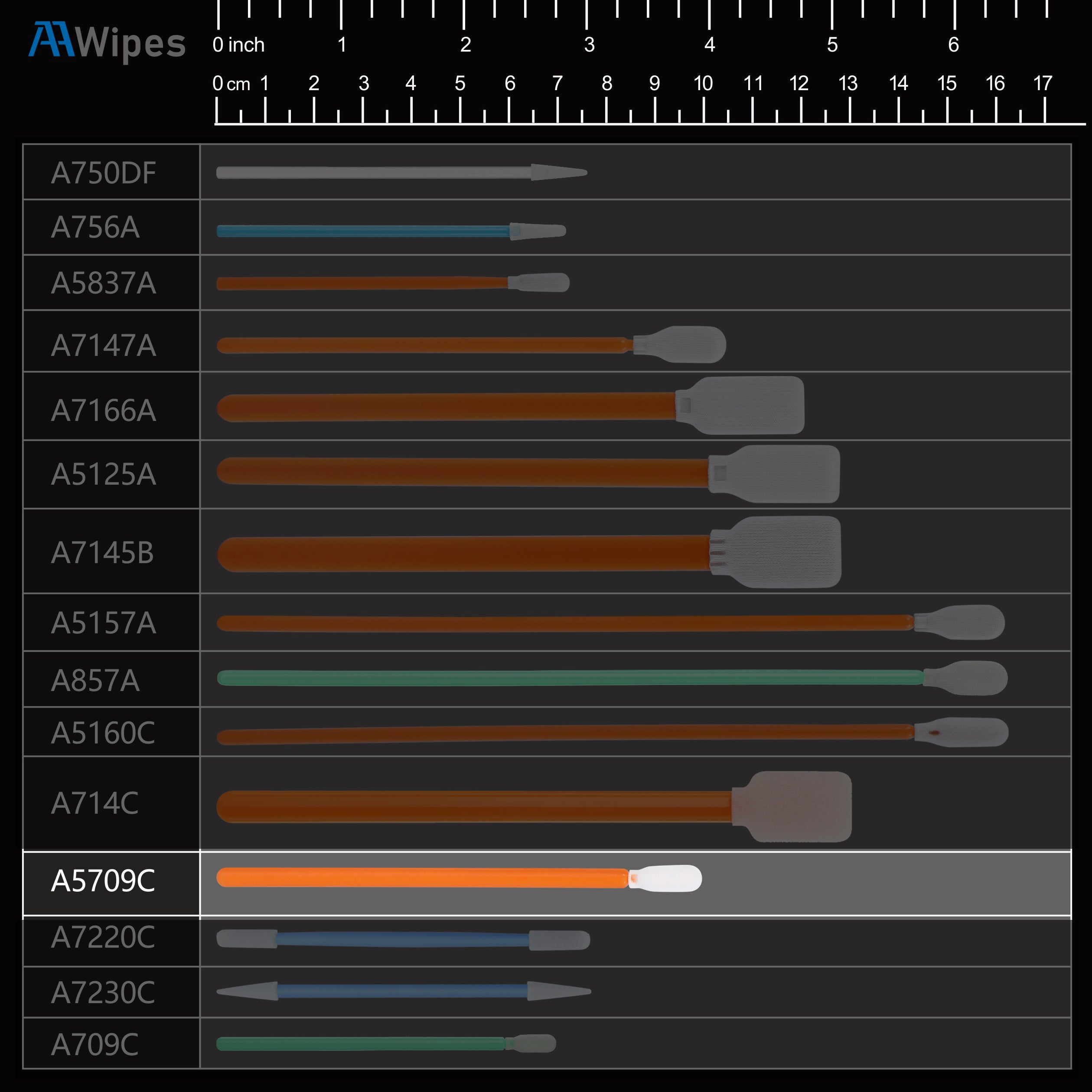 4.1" Foam Swabs Sponge lab Sticks, Length/Head Width=105 mm/5 mm (C5709C, 1,000 pcs,Orange)