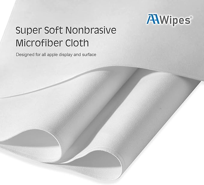 Polishing Cloths Double-Layer 5 Packs (Starting from 50 Pieces, 6.3" X 6.3", White, 320 GSM) Compatible with Apple iPhone, iPad, MacBook, iWatch, Soft & Nonabrasive Superfine Microfiber Cleaning Cloths (X3602-50)