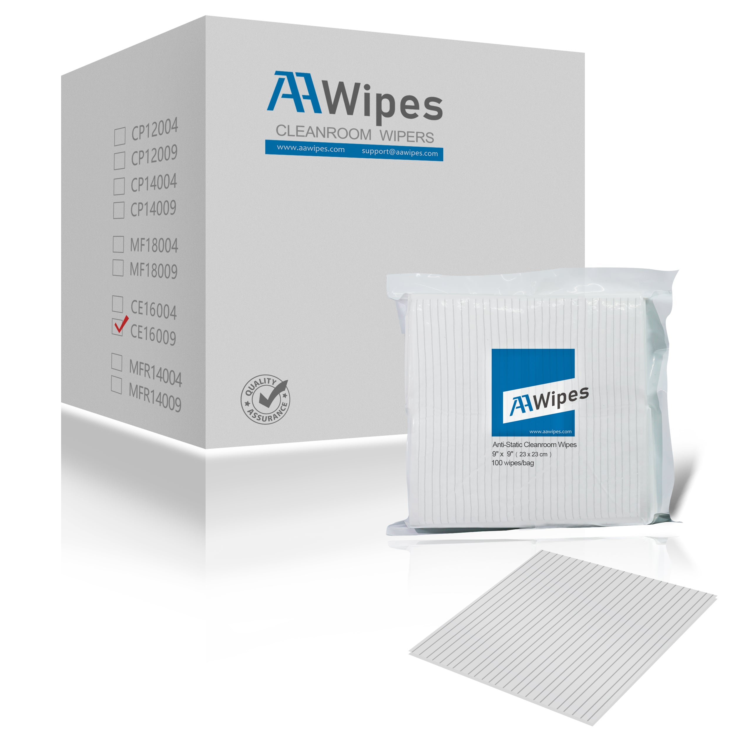 Polyester-Carbon Blend ESD Safe Wiper Electronic Compoment Metal Wiping Anti-Static ESD Wipes 9"x9"   (No. CE16009 100 Bags for MAC)