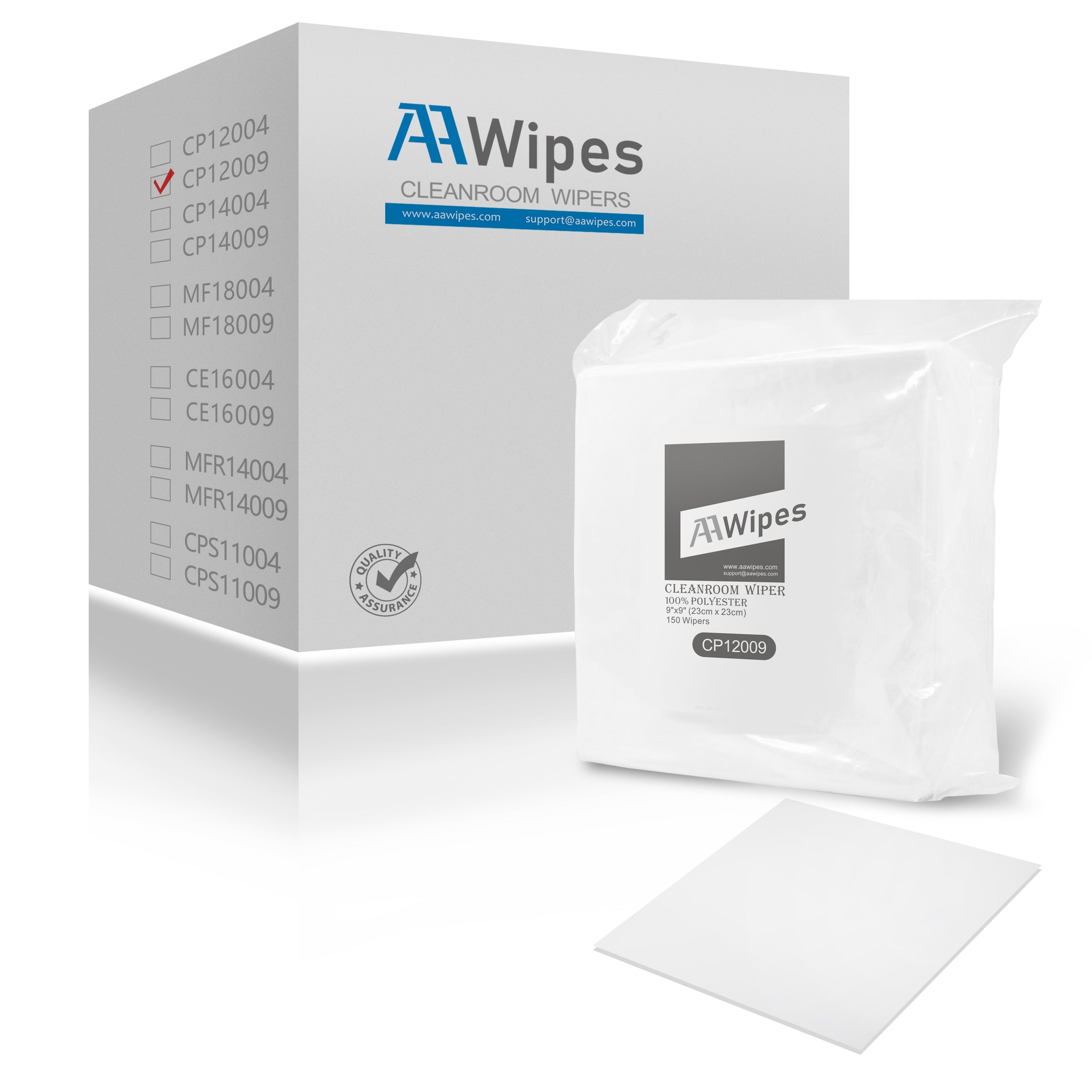 Critical Delicate Task Wipes  9"x9" Double Knit 100% Polyester Wipers Lint Free Cloths with Ultra-fine Filaments, Laser Sealed Edge, ISO 4-5, Class 10-100 Cloths, Ultra-Soft Wipes Pharmaceutical-grade 2,400 wipes/box, 16 bags (No. CP12009).