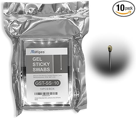 ESD Lens Wiping Sticks |2.3 mm Round Head, 100 Swabs Transparent, Medium Viscosity| Sticky Pen Silicone Dust Rods for Camera Sensors, LCD, Semiconductors, PCB, SMT & Watches etc. (GST-SS-100)