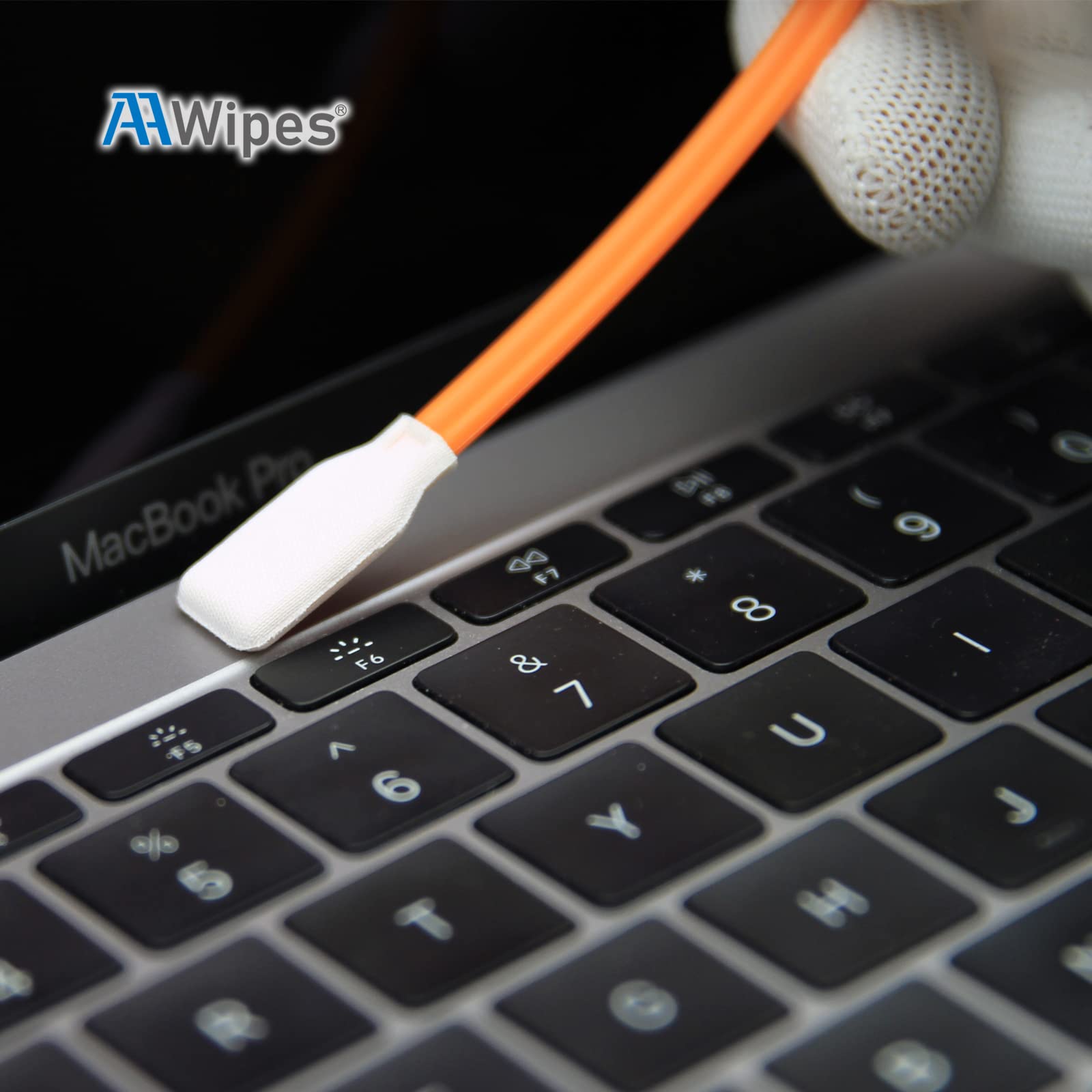 5" Cleanroom Swabs Knitted Polyester Stick, Rectangular Flat Head, Length/Head Width=125 mm/14.5 mm (A7145A, 1000Pieces, Orange)