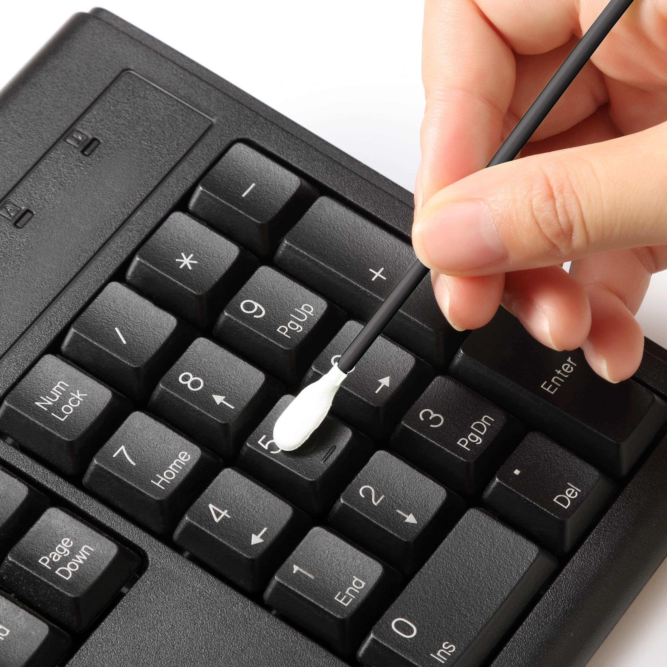 Cleanroom Swabs 6.3“ Lint Free Microfiber Stick with Long Handle, 6.8mm Head ((No. A857A, 1,000 pcs, Black/Blue)