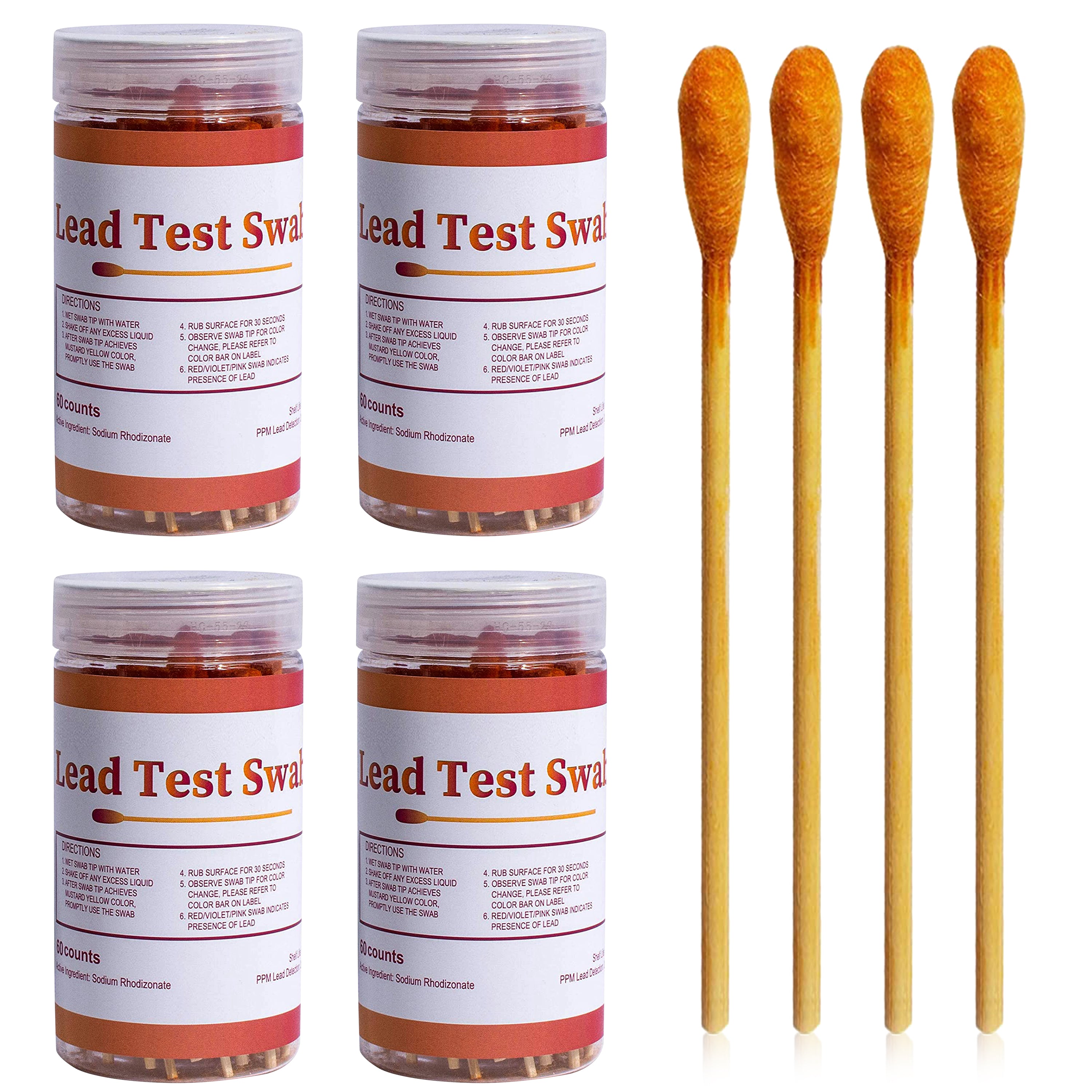 Rapid Detection Consumer Lead Safety Swabs Instant Lead Test Swab Kit (80X4=320 Pcs Rapid Home Testing Swabs) 30-Second Results. Dip in White Vinegar. Home Use for All Surfaces - Painted, Dishes, Toys, Jewelry, Metal, Ceramics, Wood (LS320)