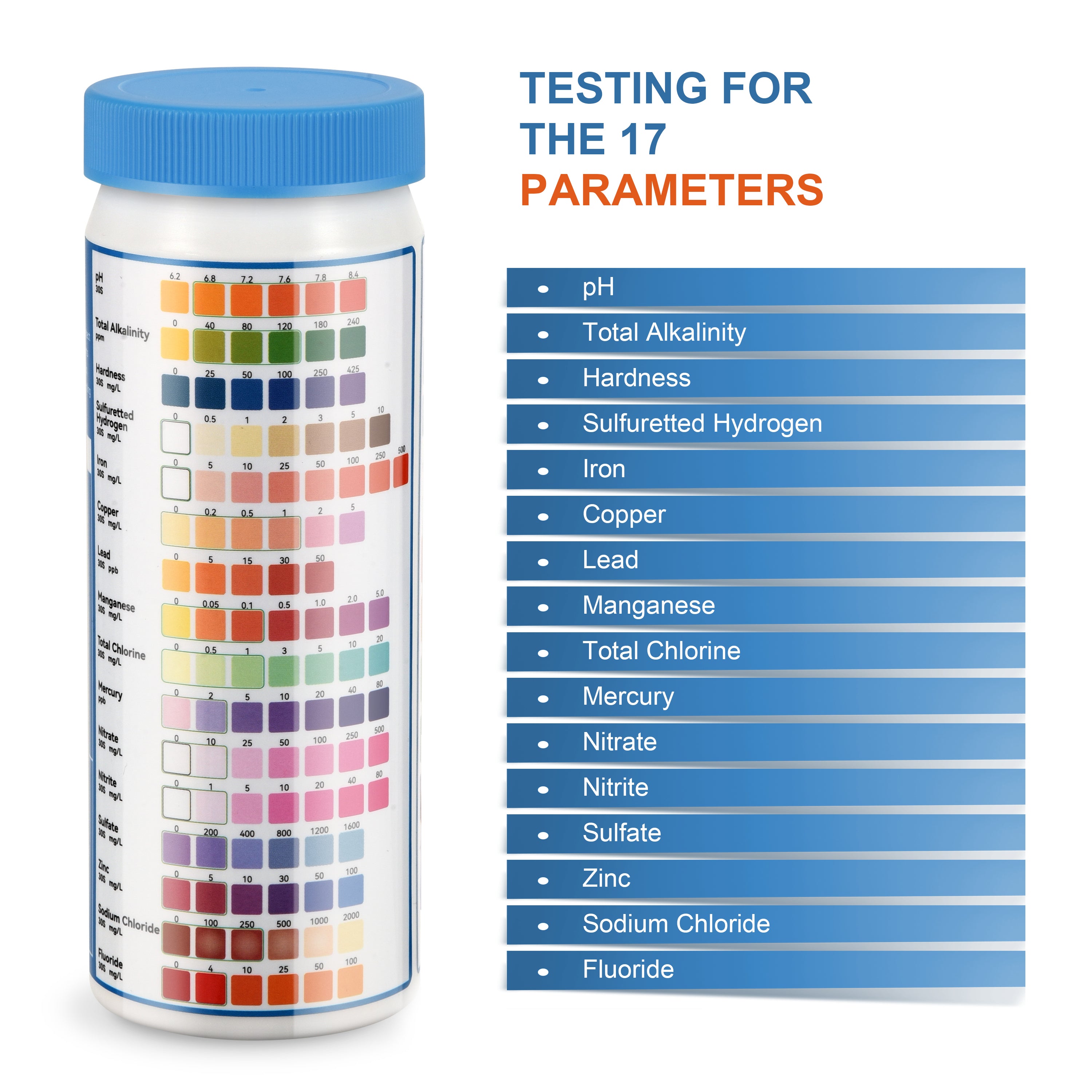 Complete Water Testing Kits for Drinking Water 150 Strips + 2 Bacteria Tester Kits 17 in 1 Well, Tap, Drinkling Water, City Water Testing Strips (K03-1500)