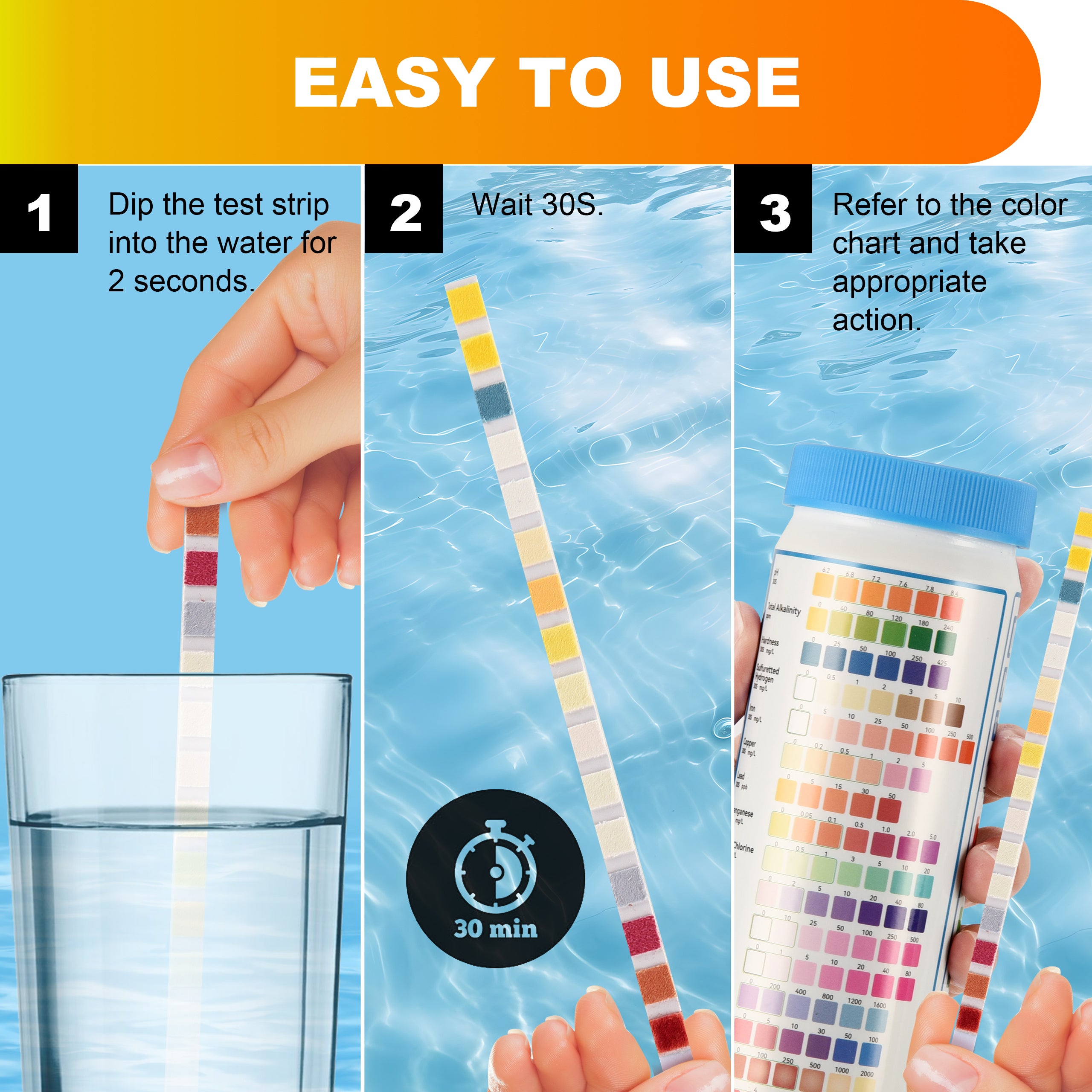 Complete Water Testing Kits for Drinking Water 150 Strips + 2 Bacteria Tester Kits 17 in 1 Well, Tap, Drinkling Water, City Water Testing Strips (K03-1500)