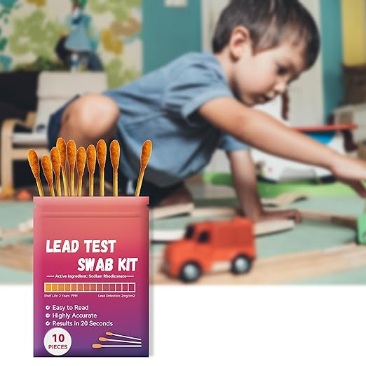 Home Lead Testing Kits AAwipes Lead Test Swab Kit (Sarting from 50 Packs of 500 Pcs per Box Lead Testing Swabs in Sealable Bag) 20-Second Results by Using Water Only. Lead Test Strips for Paints, Dishes, Toys, Metal, Ceramics, Wood (LSB100)
