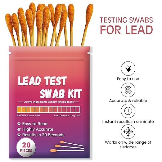 Household items lead testing swabs Kit (Sarting from 200 Pcs Lead Check Swabs) Results in 20-Seconds by Using Water Only, No White Vinegar Required. Lead Test Strips for Home, Paints, Dishes, Toys, Metal, Ceramics, Wood (LSB200)