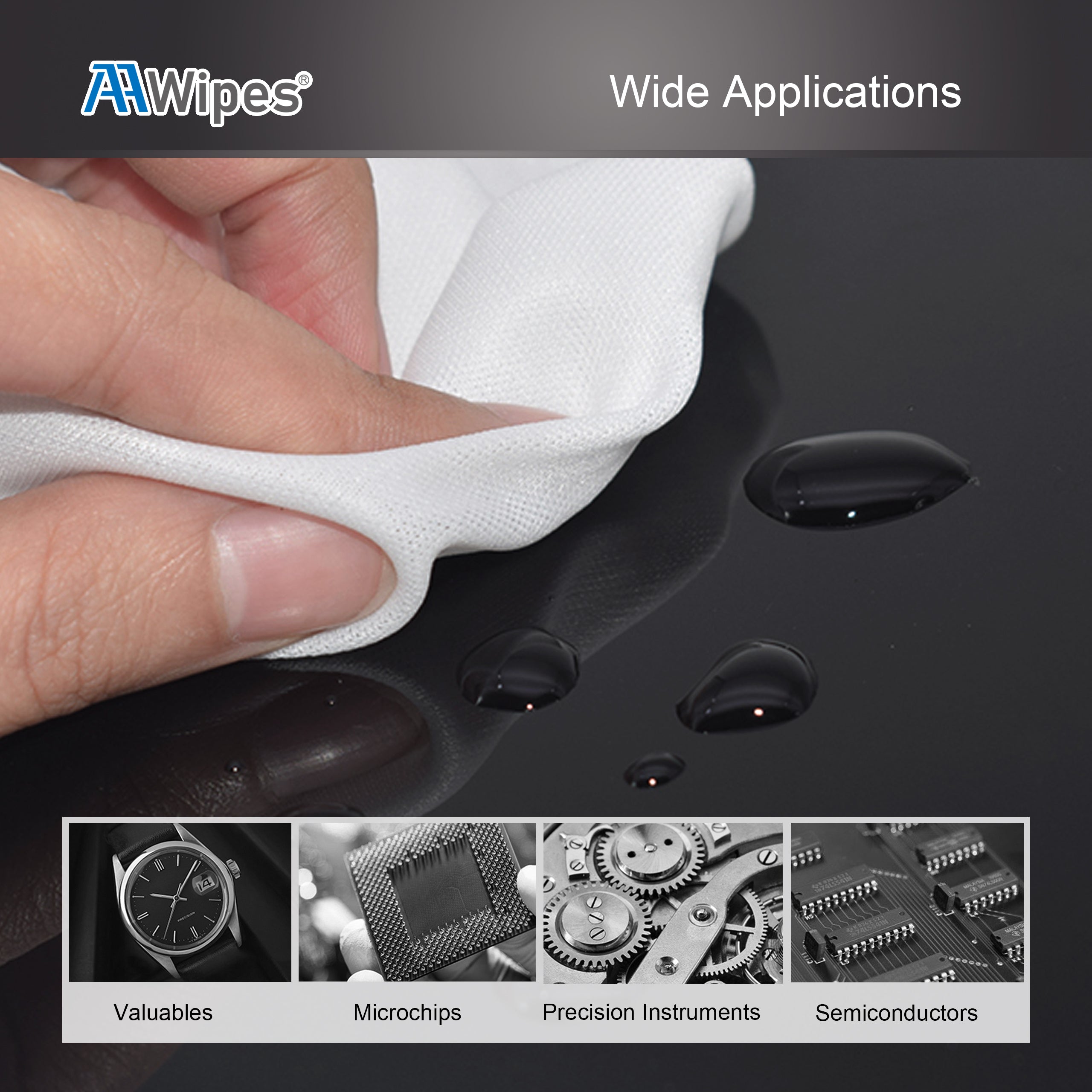 Soft 12-inch polyester wipe for contamination control and precision maintenance in Class 100–1000 cleanrooms