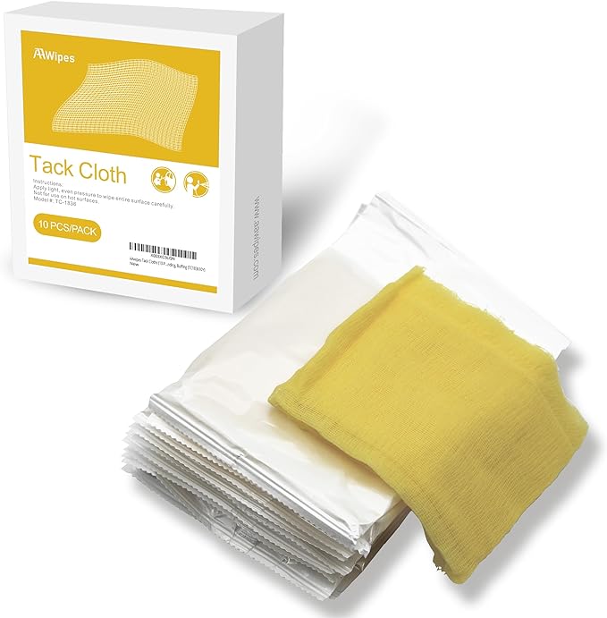 AAwipes Tack Cloths (100-Pack 100% Cotton Rags, Light Yellow, 18" X 36") Professional Grade Remove Dust, Clean Surfaces for Woodworking, Painting, Automotive, Metal, Sanding, Buffing (TC1836100Y-100)