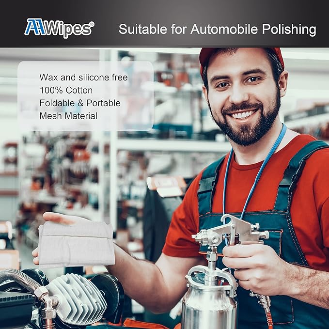 AAwipes Tack Cloth for Painting (White, 13.8"x31.5", 100 Pcs) Tac Cloths for Removing Dust, Tack Rags for Woodworking, Staining, Automotive, Painting, Sanding, Cleaning, Wax and Silicone Free (T0903-10)