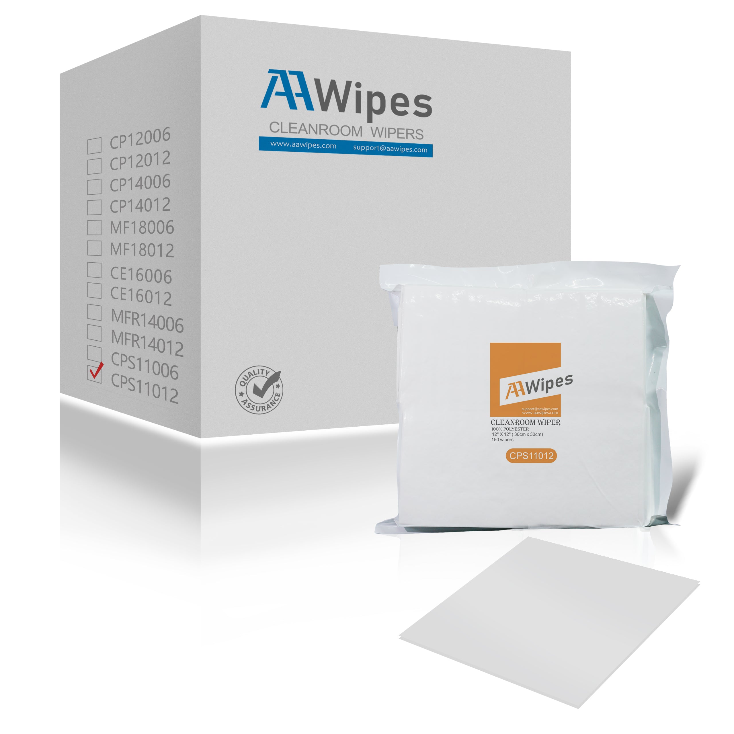 AAWipes 100% polyester microfiber cleanroom cloth, ultra-soft, laser-cut edges, ideal for bulk orders in electronics and semiconductor manufacturing.