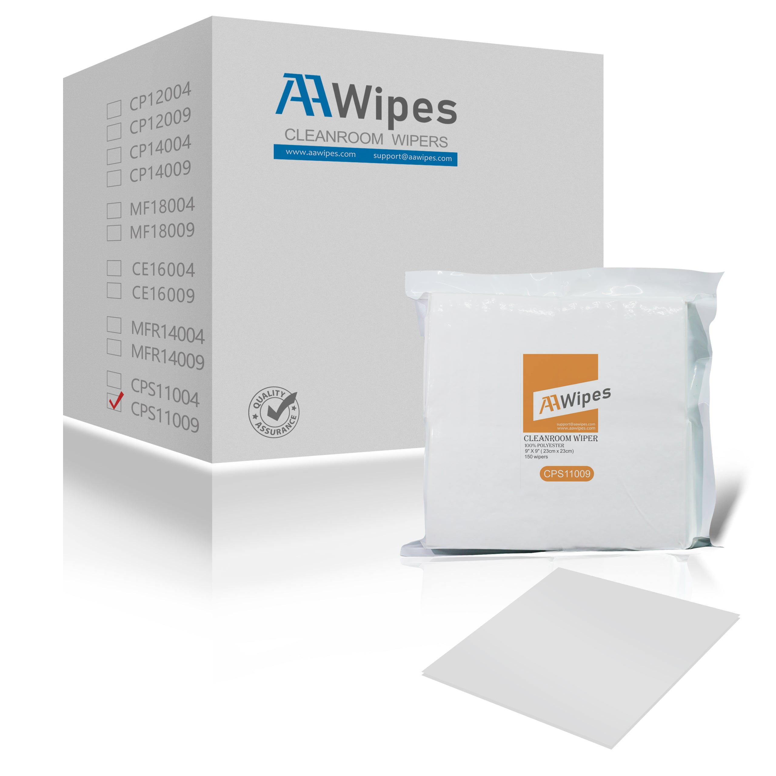 Case pack cleanroom wipes for OEM customers, low-lint, non-abrasive, designed for electronics and microelectronics production.