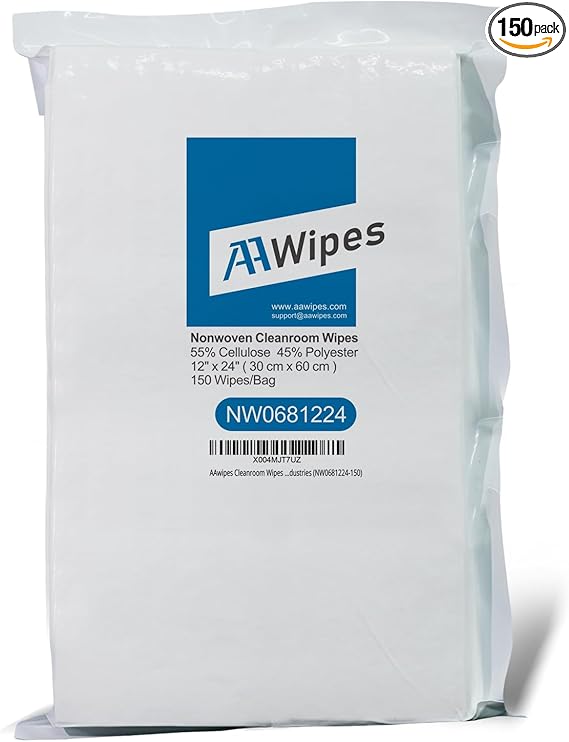 AAWipes large 24x12 inch cellulose polyester cleanroom wipes – heavy-duty, lint-free, and solvent absorbent for industrial cleaning.