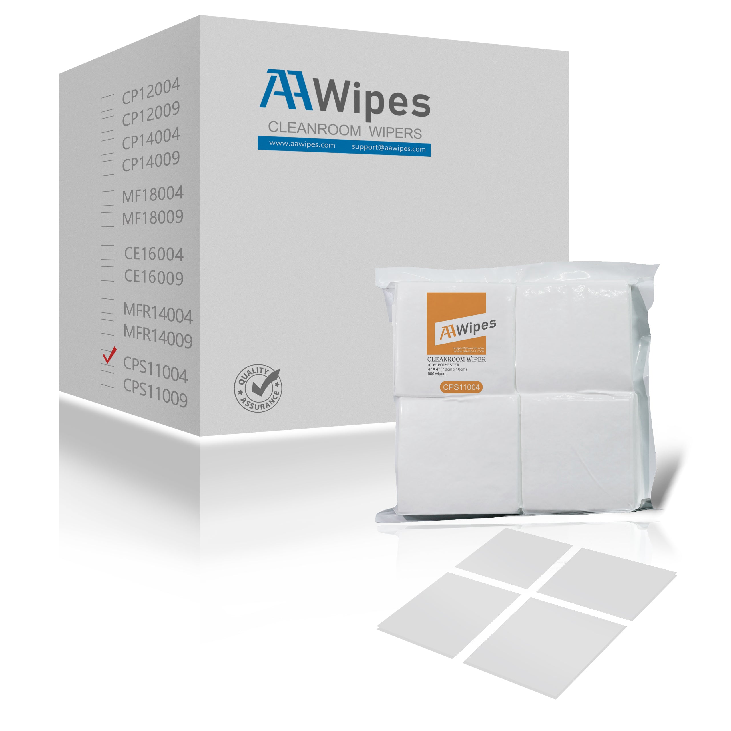 Cleanroom Wipes 4"x4" Double Knit 110gsm Ultra Soft Microfiber Wipers, Cat. # CPS11004