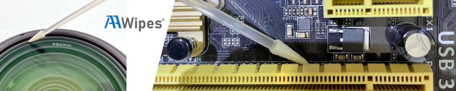 AAWipes solvent-resistant foam and polyester cleanroom swabs