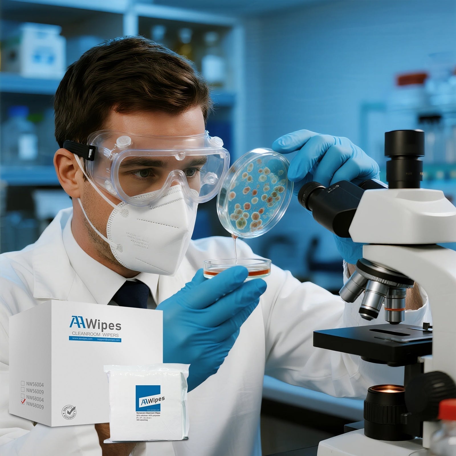 Cleanroom wipes used in controlled environments to minimize contamination and improve manufacturing efficiency for medical and industrial applications