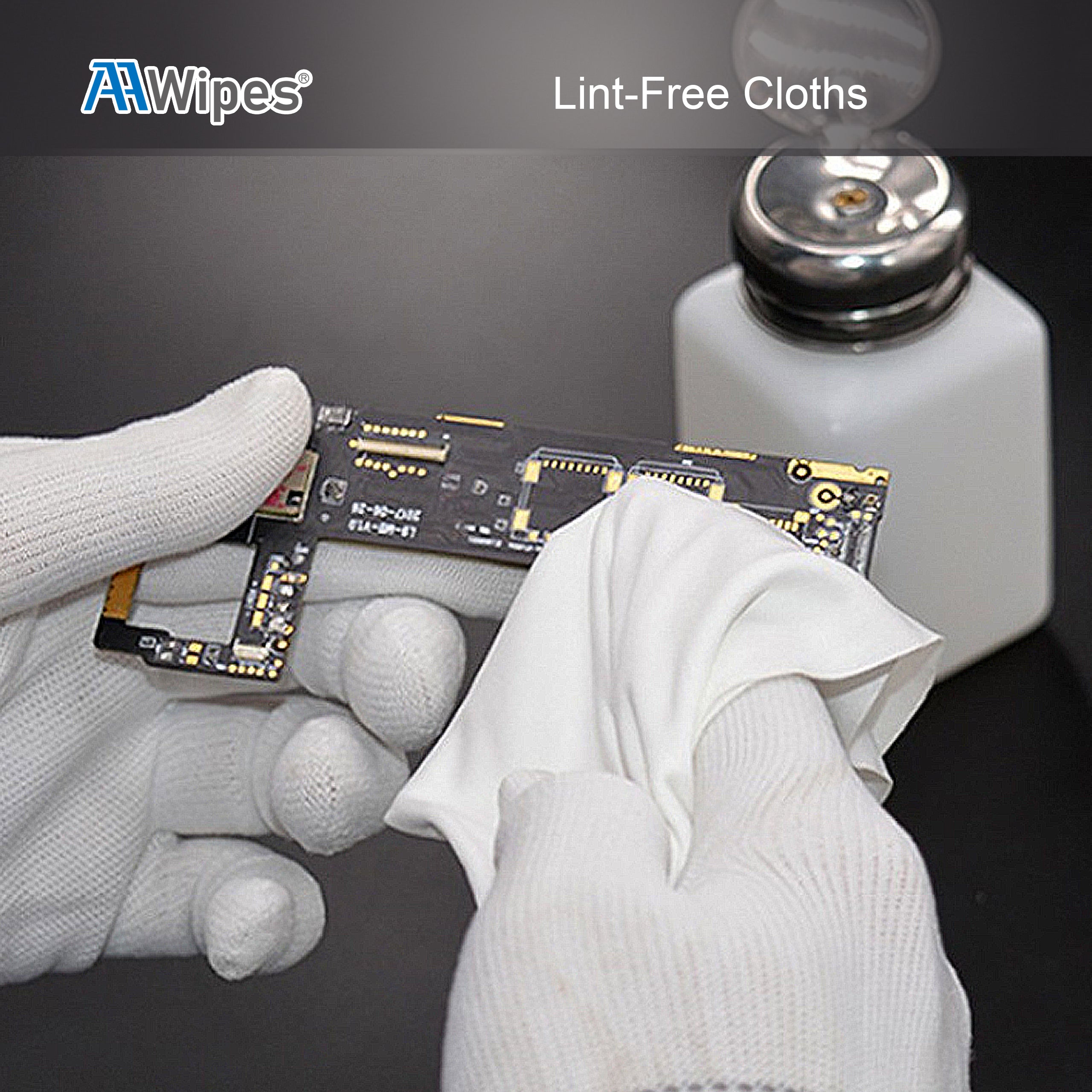 AAwipes lint-free cleanroom wipes Suitable for removing excess solder paste in SMT electronics factories, cleaning various electronic, mechanical, electrical, <span data-mce-fragment="1">optical, Biotech, Pharmaceutical and precision instruments, and sensitive components such as printing machines, lenses, microelectronics, Critical environment&nbsp;</span><span data-mce-fragment="1">and workstation surfaces 