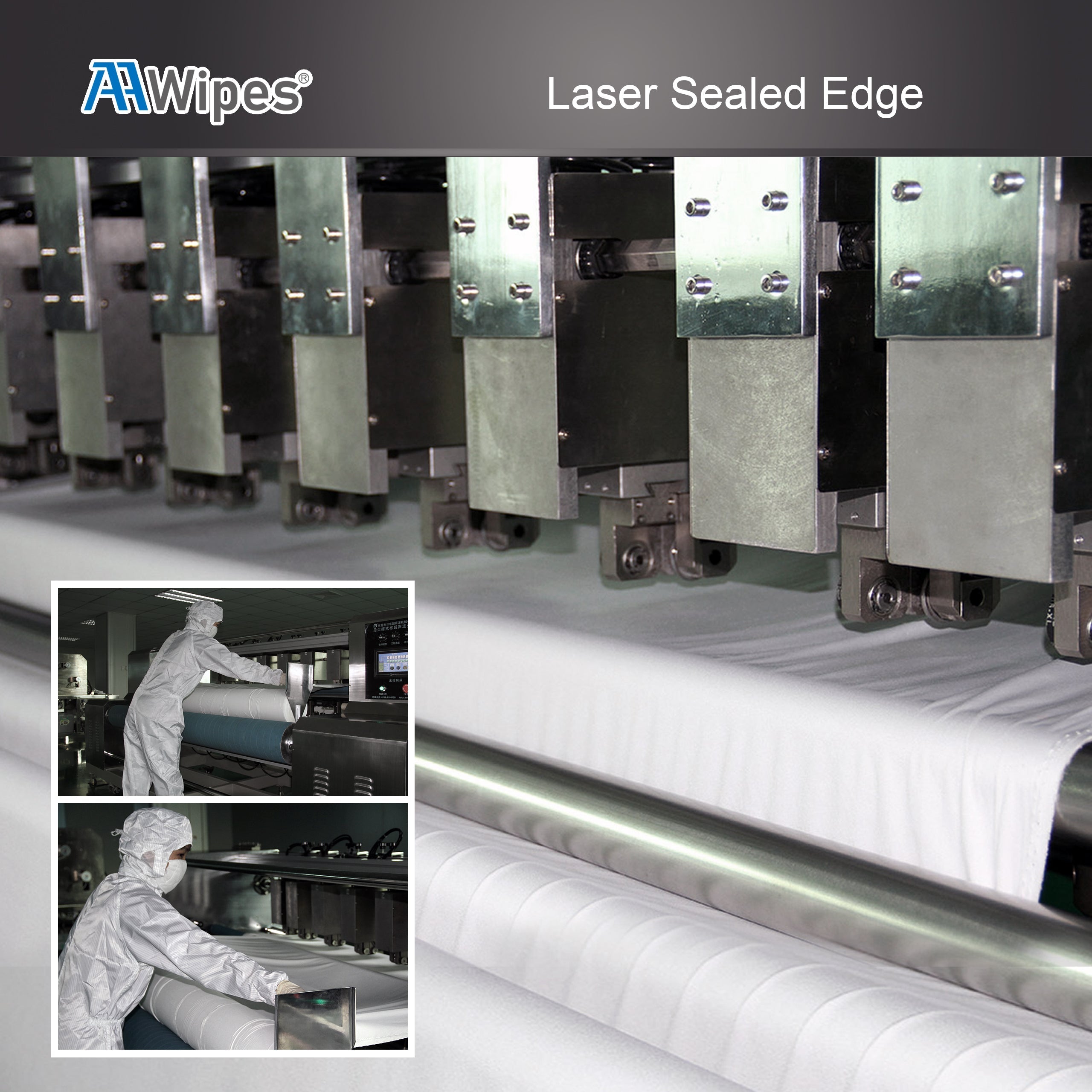 Lint-free laser sealed edge cleanroom wipers