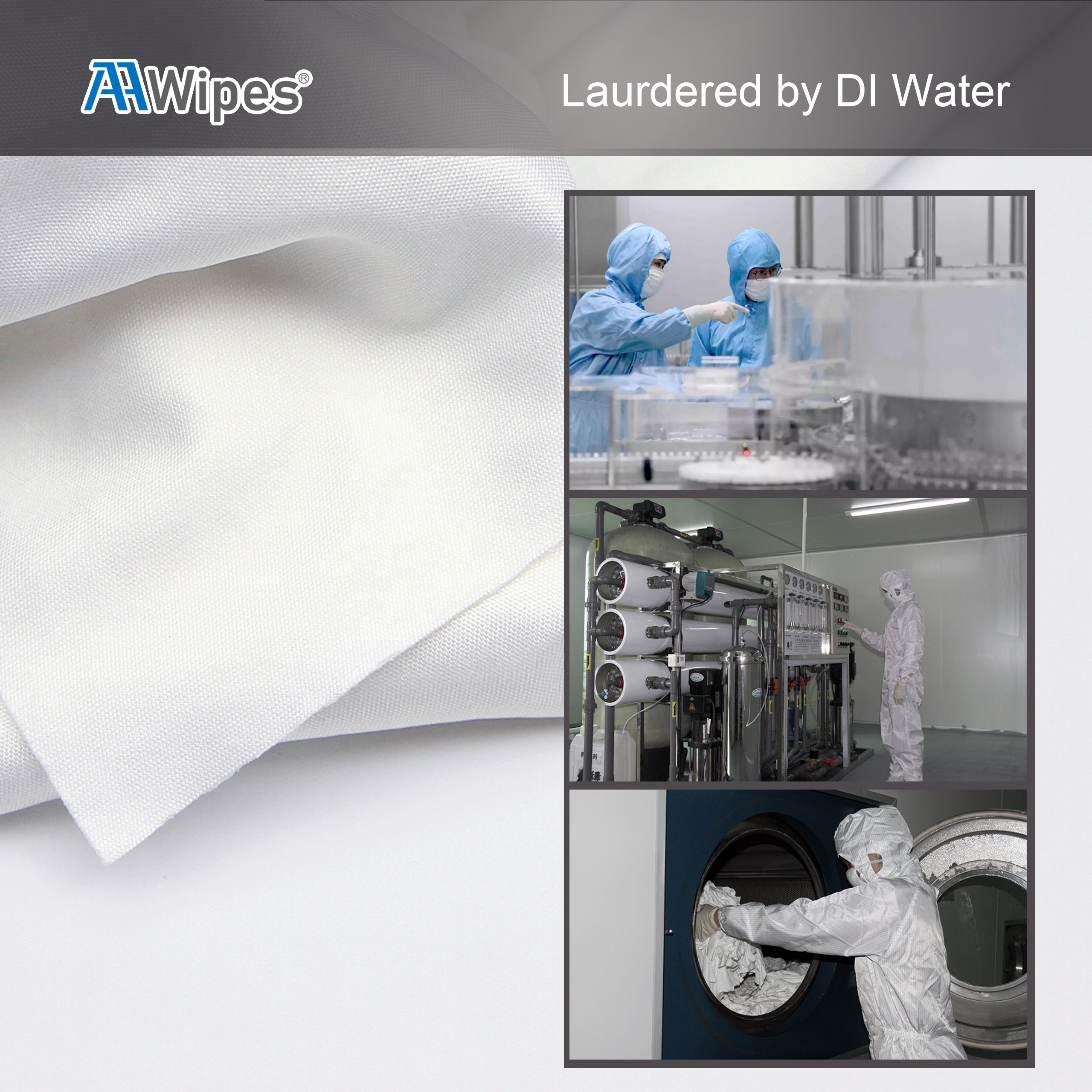 Aawipes cleanroom wipes laurdered by DI water