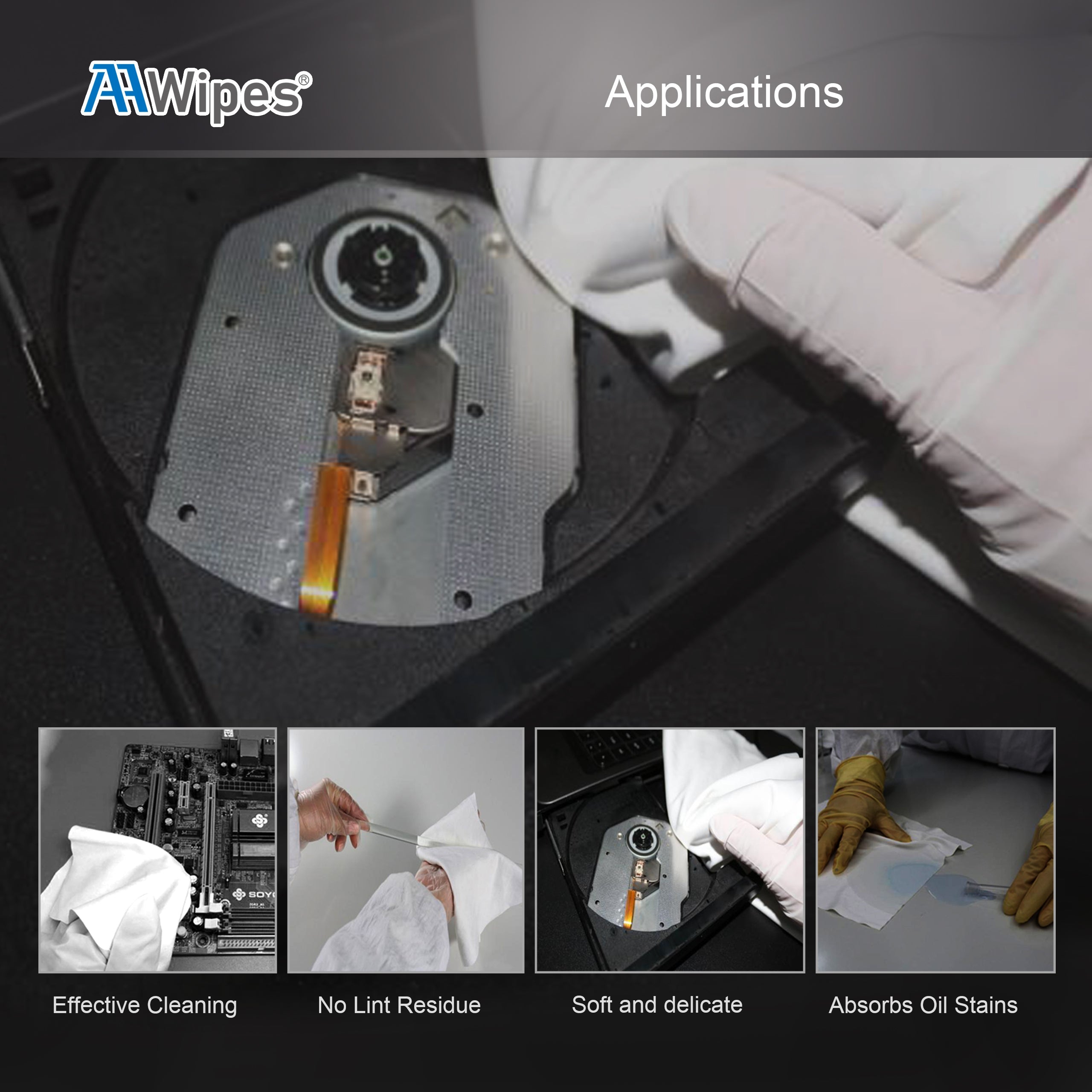 Aawipes cleanroom wipes are designed for a diverse array of cleaning applications from automotive and manufacturing to cleanroom and laboratory settings etc