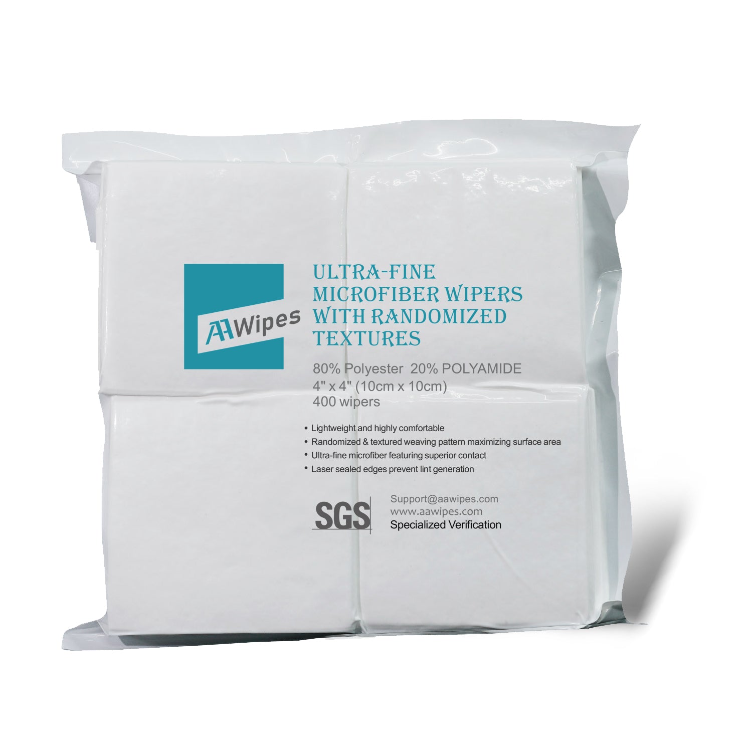 Superfine Microfiber Wipes Irregular Woven Linen 4"x4" (Starting at 1 Box 12,000 Wipes per 30 Bags) (No. MFR14004)
