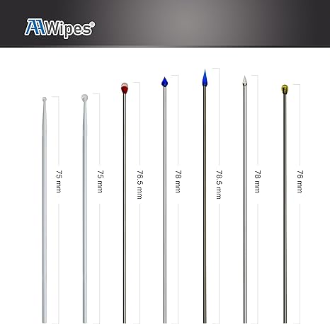 AAwipes Sensor Glue Sticks ESD | 1.8 mm Water Drop Shape Head, 100 Swabs, Blue, Medium Viscosity, Stainless Steel | Anti Static Dust Rods for Sensors, LCD, Semiconductors, PCB, Watches (GSB-SS-D-100)