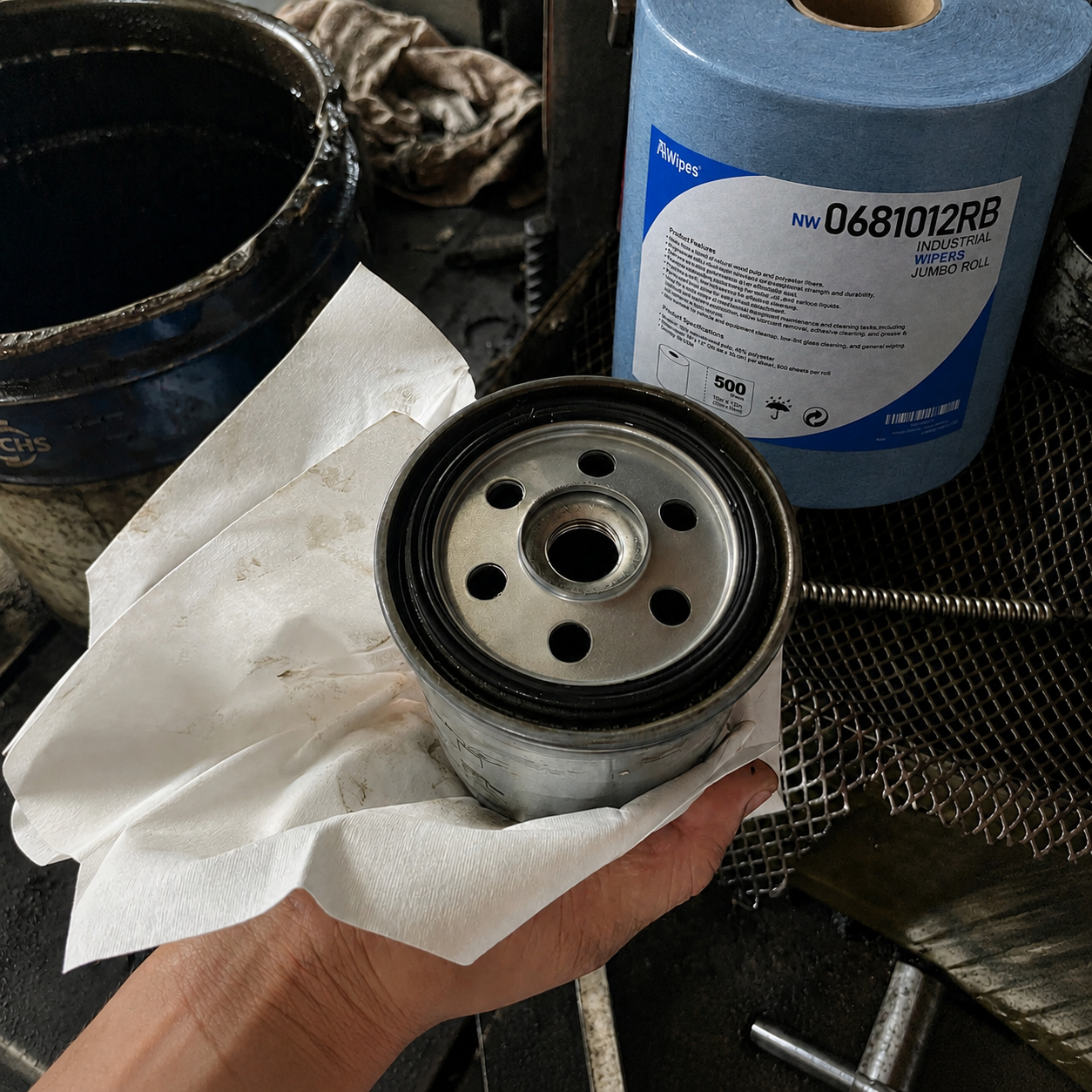 Heavy-duty nonwoven cellulose jumbo wipe roll for automotive shop cleaning and industrial machinery degreasing