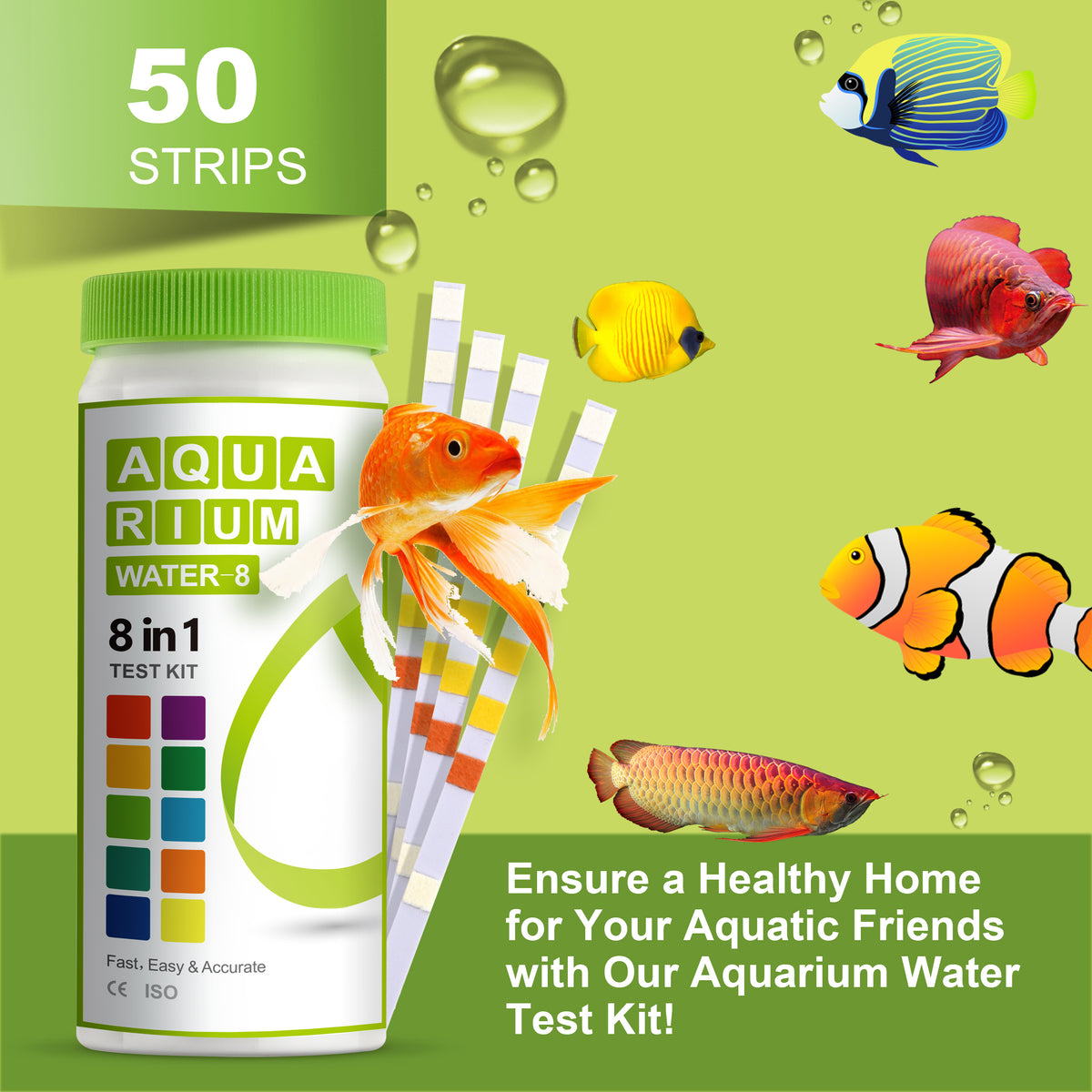 8-in-1 Aquarium Test Kit for Fish Tanks - Quick & Accurate Water Testi